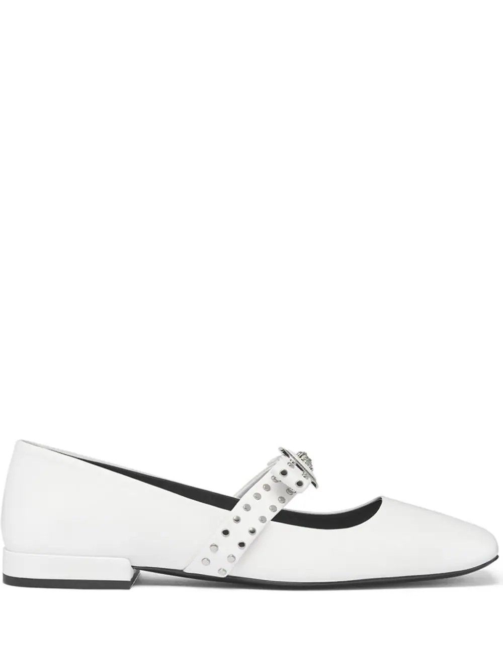 Versace o1s22i1n1024 Gianni Ribbon Studded Ballerina Flats Size US 7 / IT 37 - 1 Thumbnail