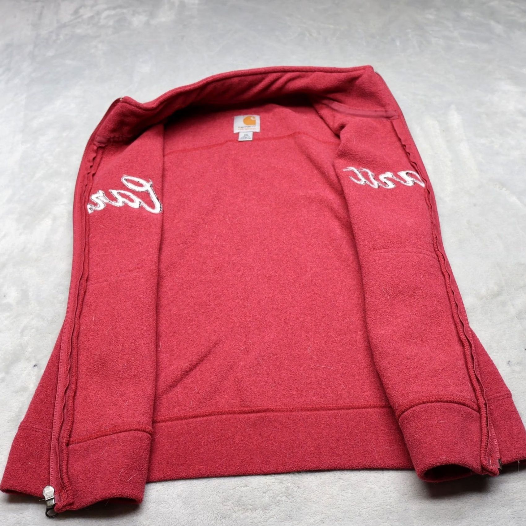 Carhartt VINTAGE Carhartt Vest Women XS Red Embroidered Logo Fleece Zipper Pocket Mid-Length Sleeveless Casual Workwear Size XS / US 0-2 / IT 36-38 - 4 Thumbnail
