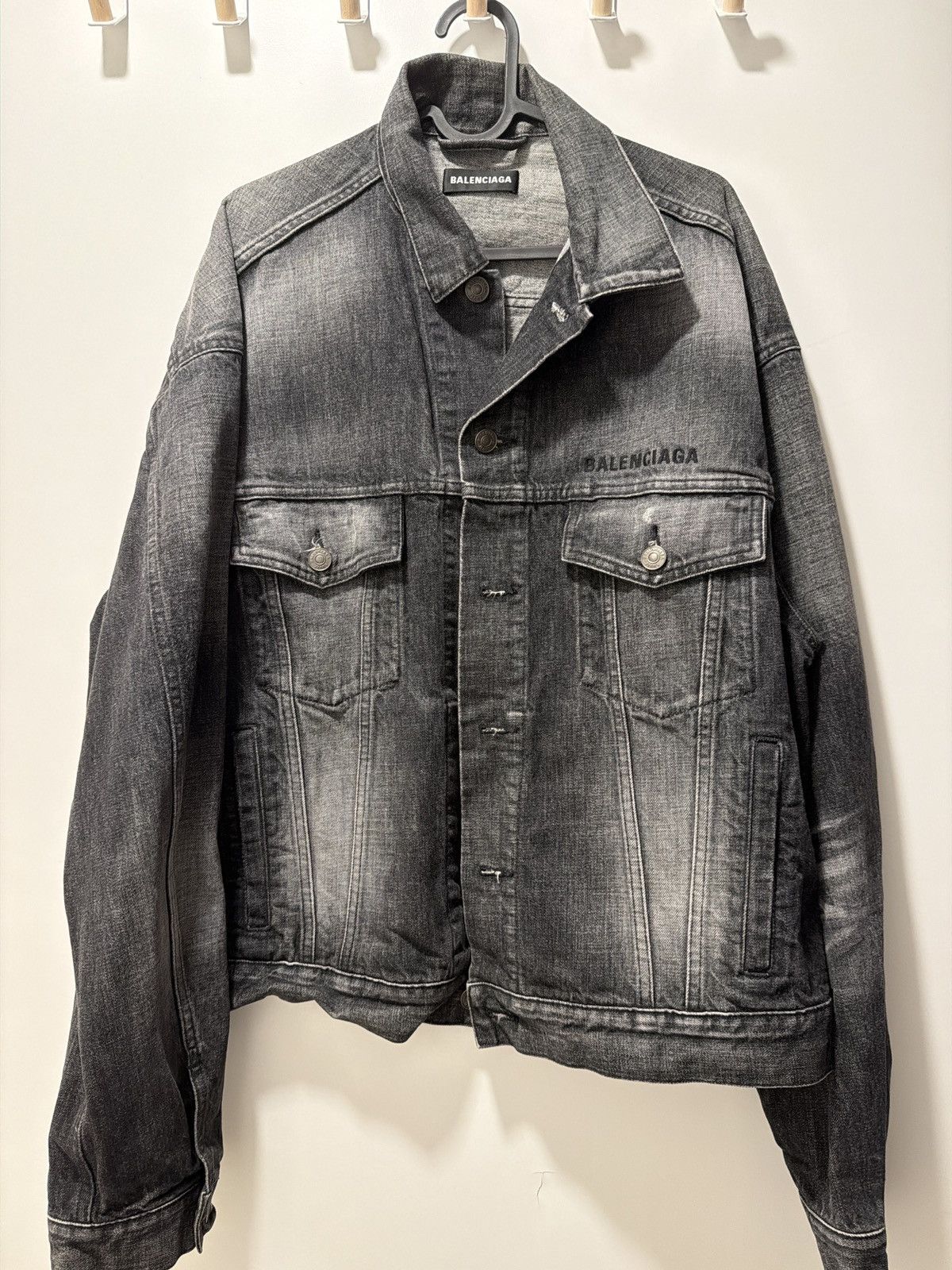 Balenciaga Balenciaga size 52 Smoke Grey Black Tie-Dye Denim Jacket Size US L / EU 52-54 / 3 - 2 Thumbnail