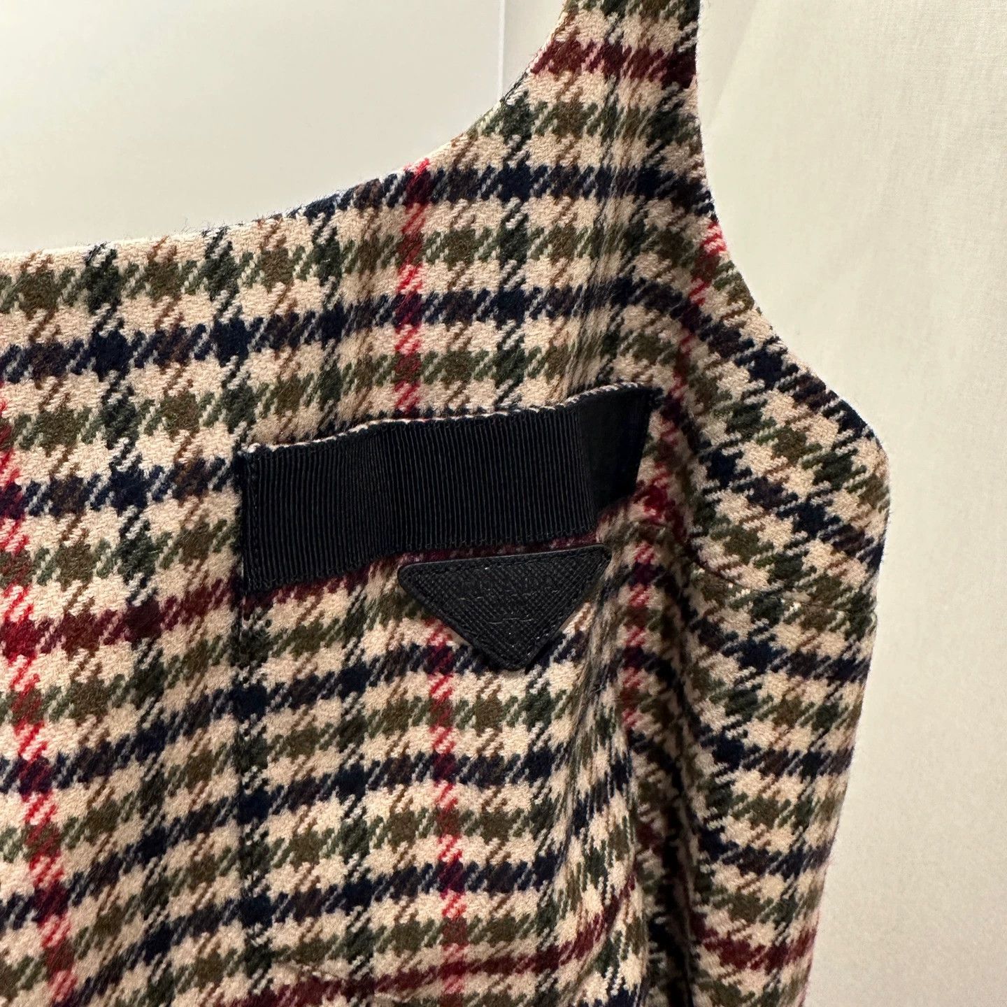 Prada Prada Check Triangle Logo Wool Cami Dress 38 Size XS / US 0-2 / IT 36-38 - 6 Thumbnail