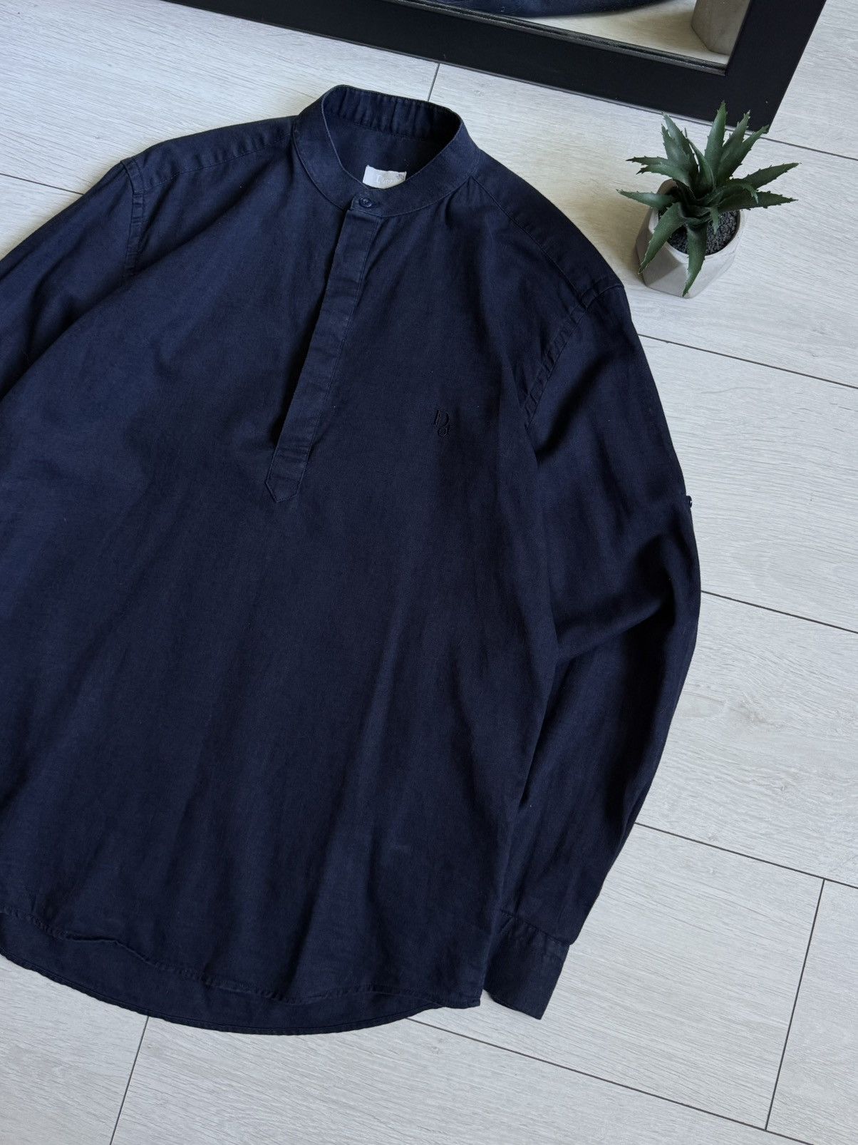 Dior Dior Linen Navy Luxury Button Up Shirt Size US L / EU 52-54 / 3 - 3 Thumbnail