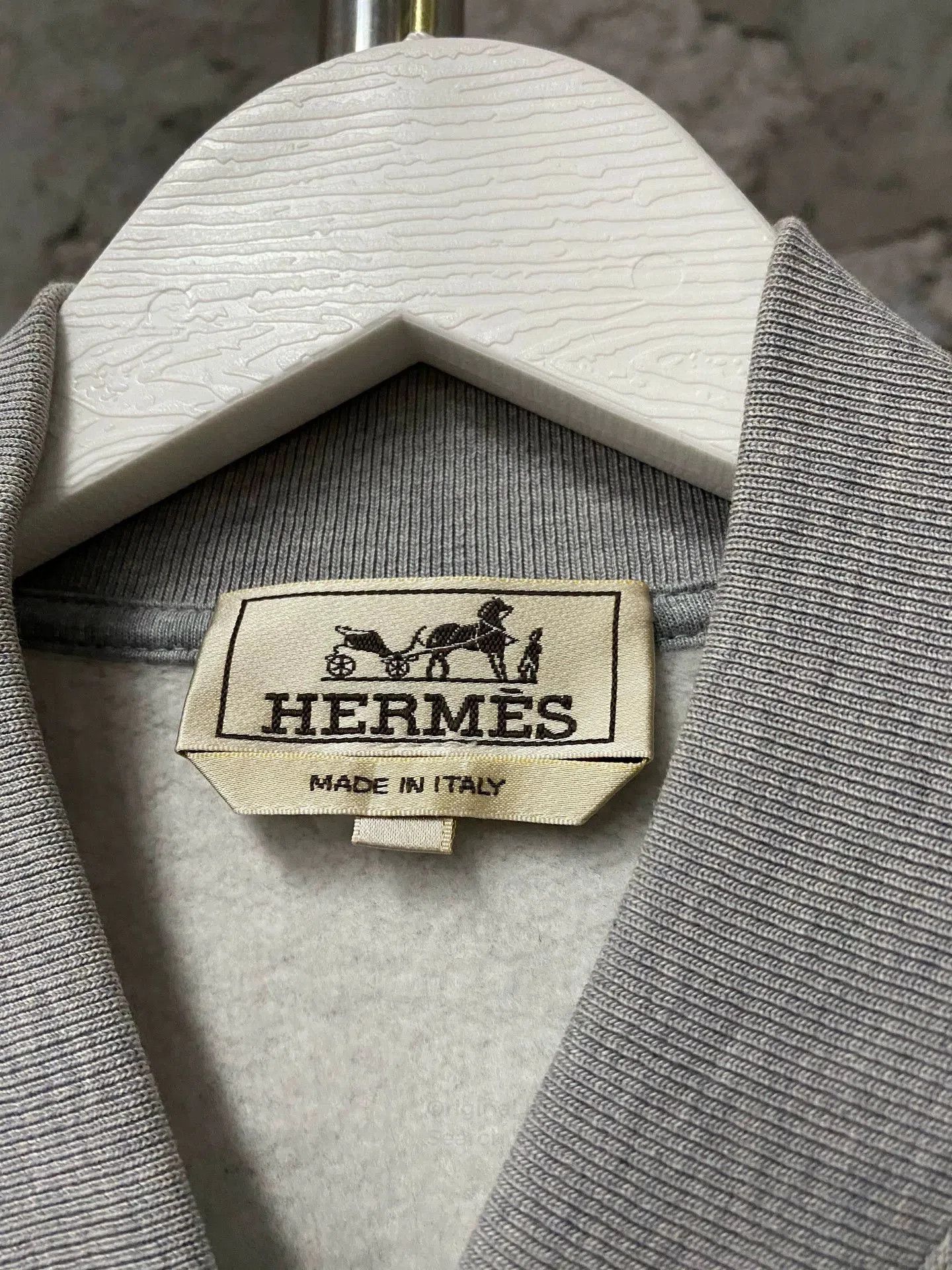 Hermes Gray Button-Front Bomber Jacket with Embroidered Logo. Size US M / EU 48-50 / 2 - 6 Thumbnail