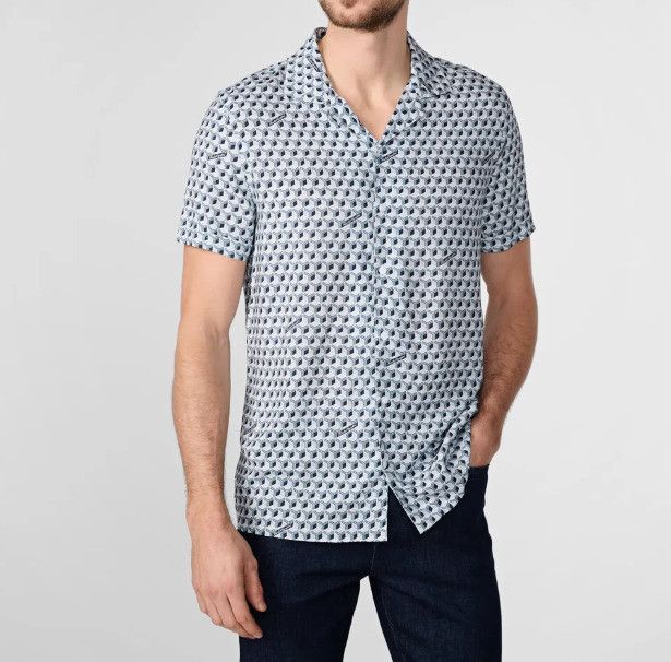 Karl Lagerfeld Karl Lagerfeld 3D Block Print Button Shirt Blue ( S ) Size US S / EU 44-46 / 1 - 1 Thumbnail
