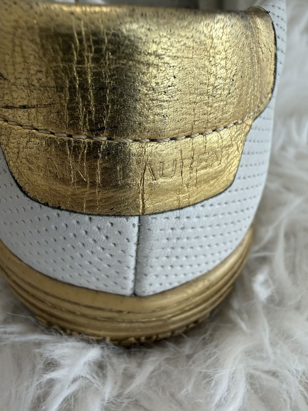 Saint Laurent Paris Saint Laurent White and Gold Andy Sneakers Size US 6.5 / IT 36.5 - 6 Thumbnail