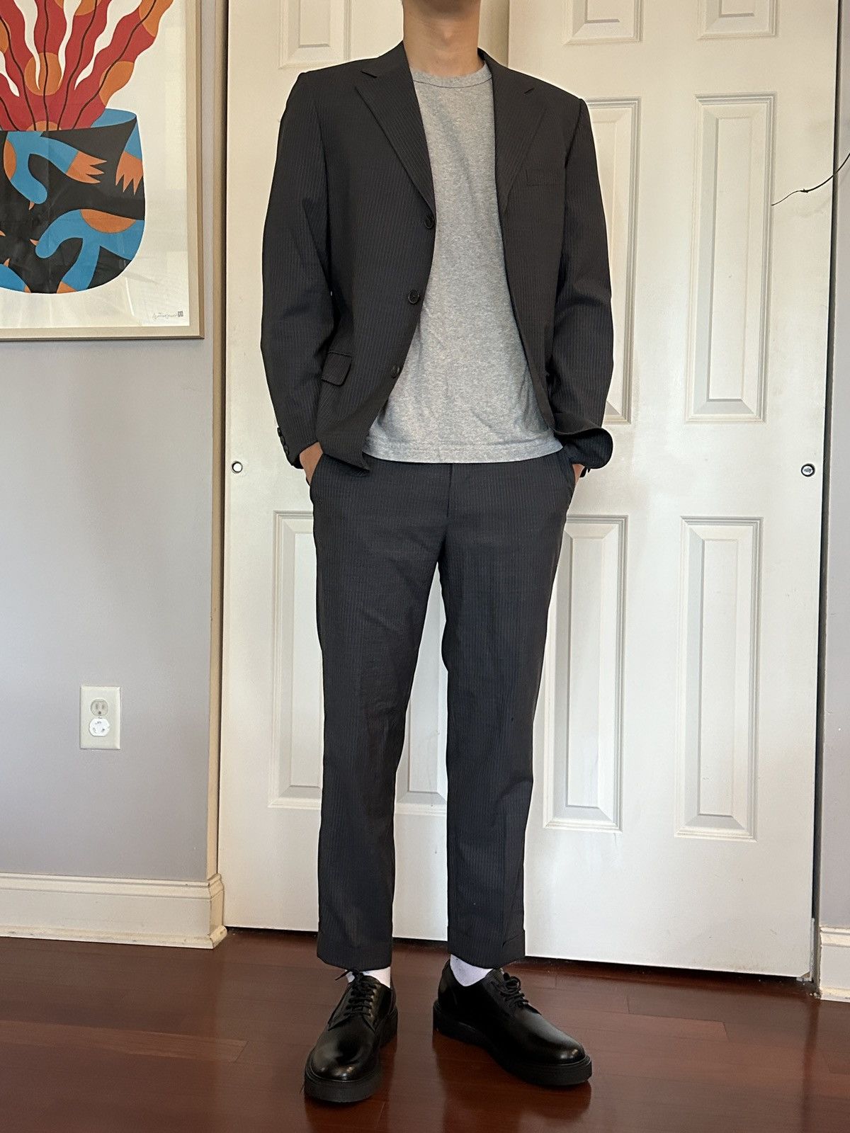 Vintage GUCCI Grey Stripe 3-Button Suit – Tailored Ankle Fit