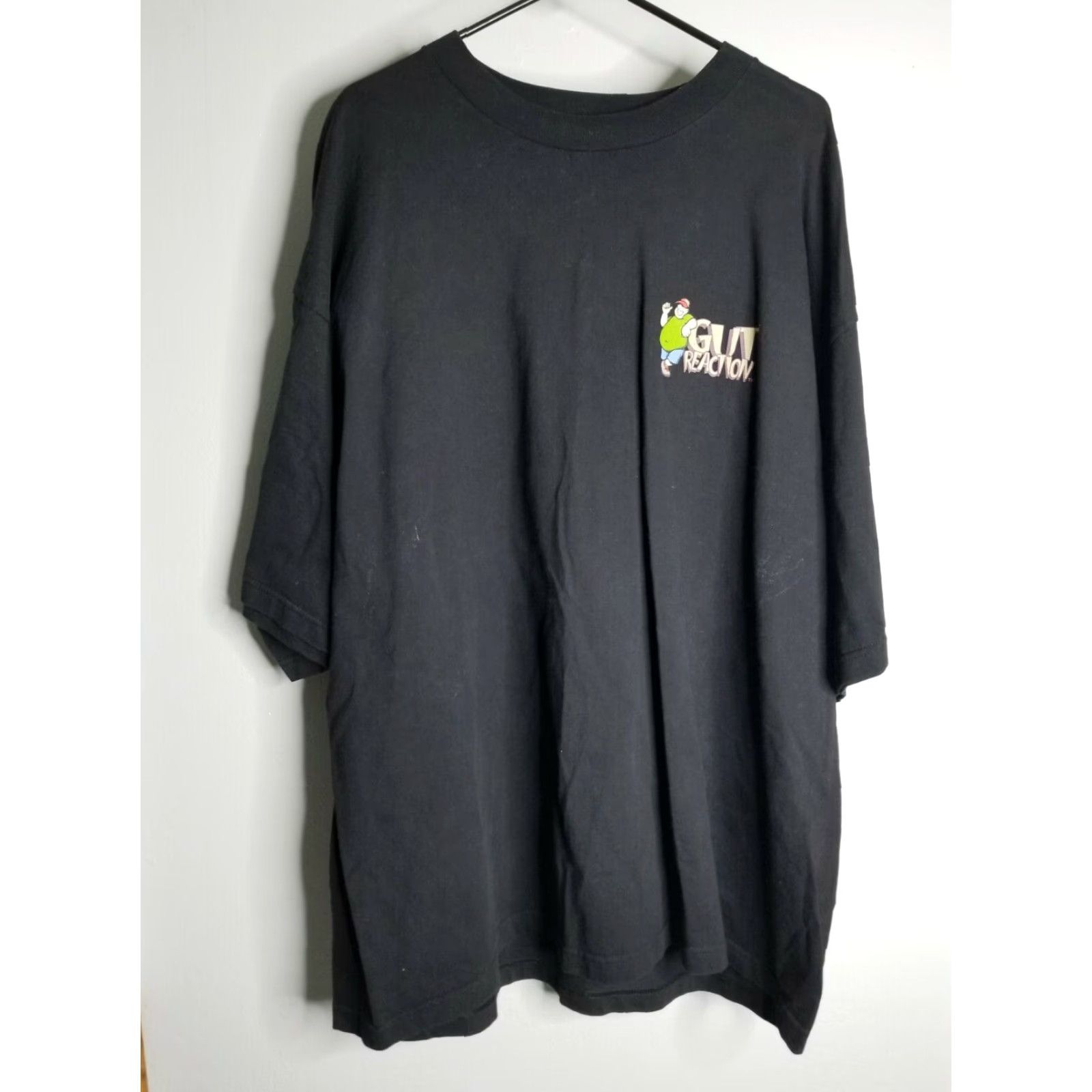 Vintage Vintage Gut Reaction Men's 3XL Black Distressed T-Shirt Crew Neck Graphic Music Logo Size US XXL / EU 58 / 5 - 2 Thumbnail