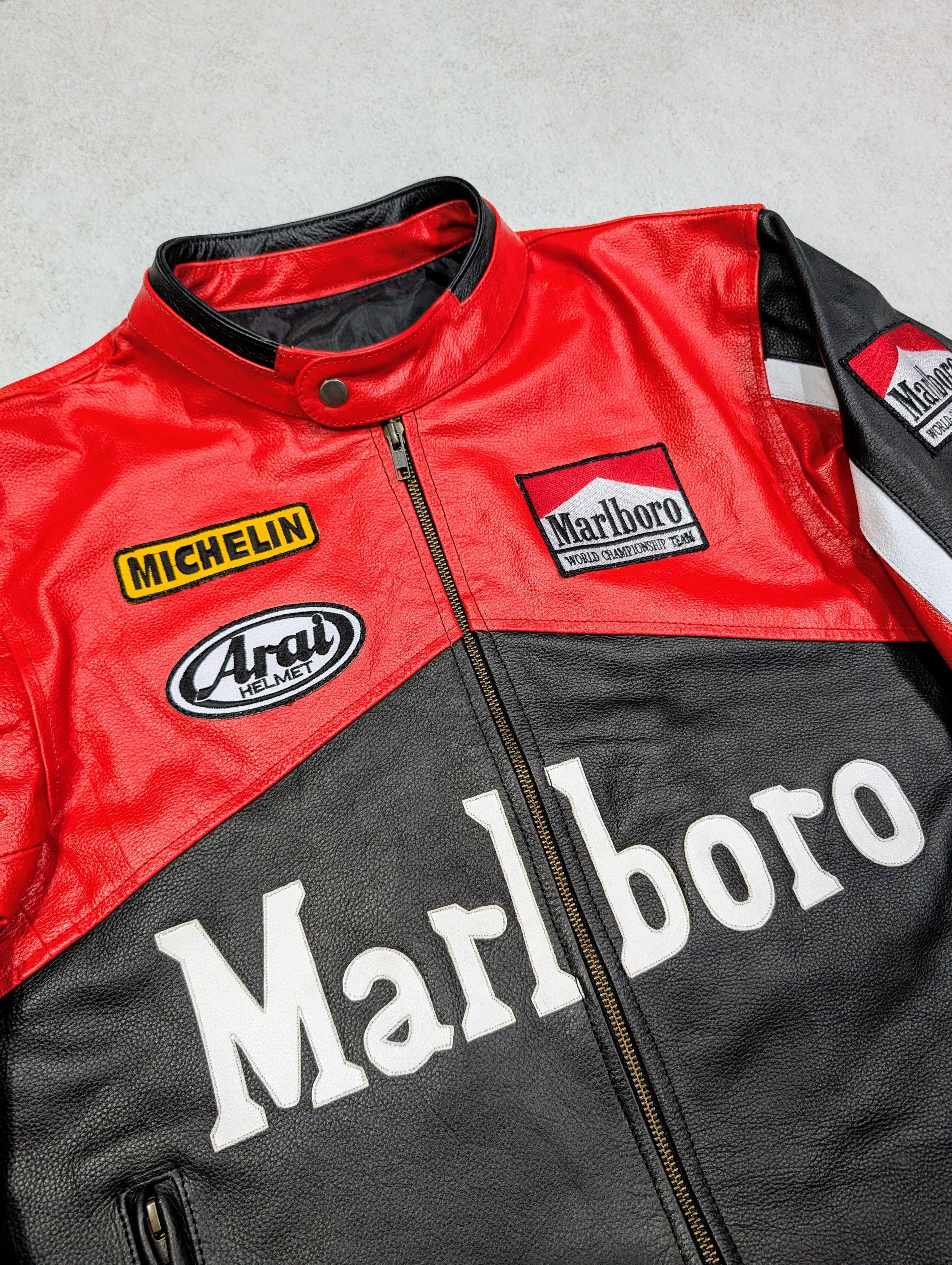 Marlboro Vintage Marlboro Leather Jacket Racing Retro 90s Streetwear Size US L / EU 52-54 / 3 - 4 Thumbnail