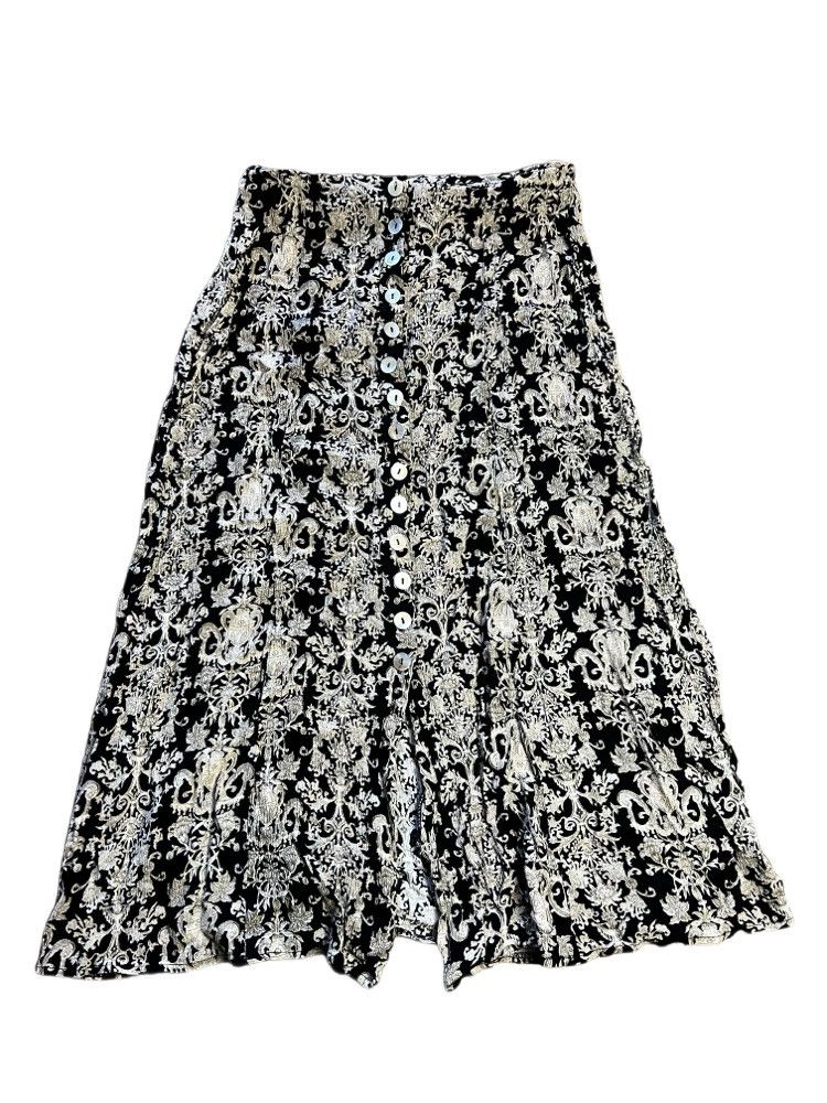 Vintage Vintage 1990's Resource Paisley Button Front Midi Skirt Size 25" / US 0 / IT 36 - 1 Thumbnail