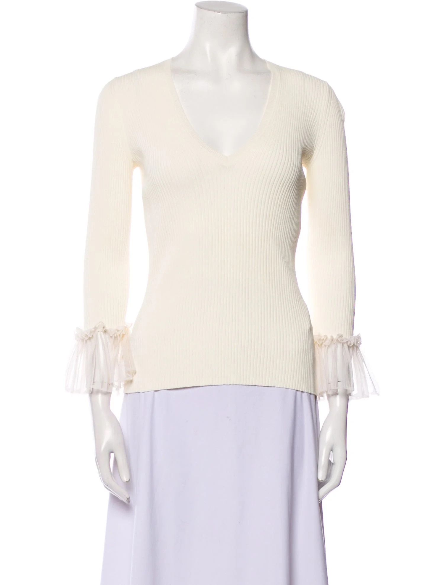 Alexander McQueen o1y0325 Sweater in Ivory Size M / US 6-8 / IT 42-44 - 1 Thumbnail