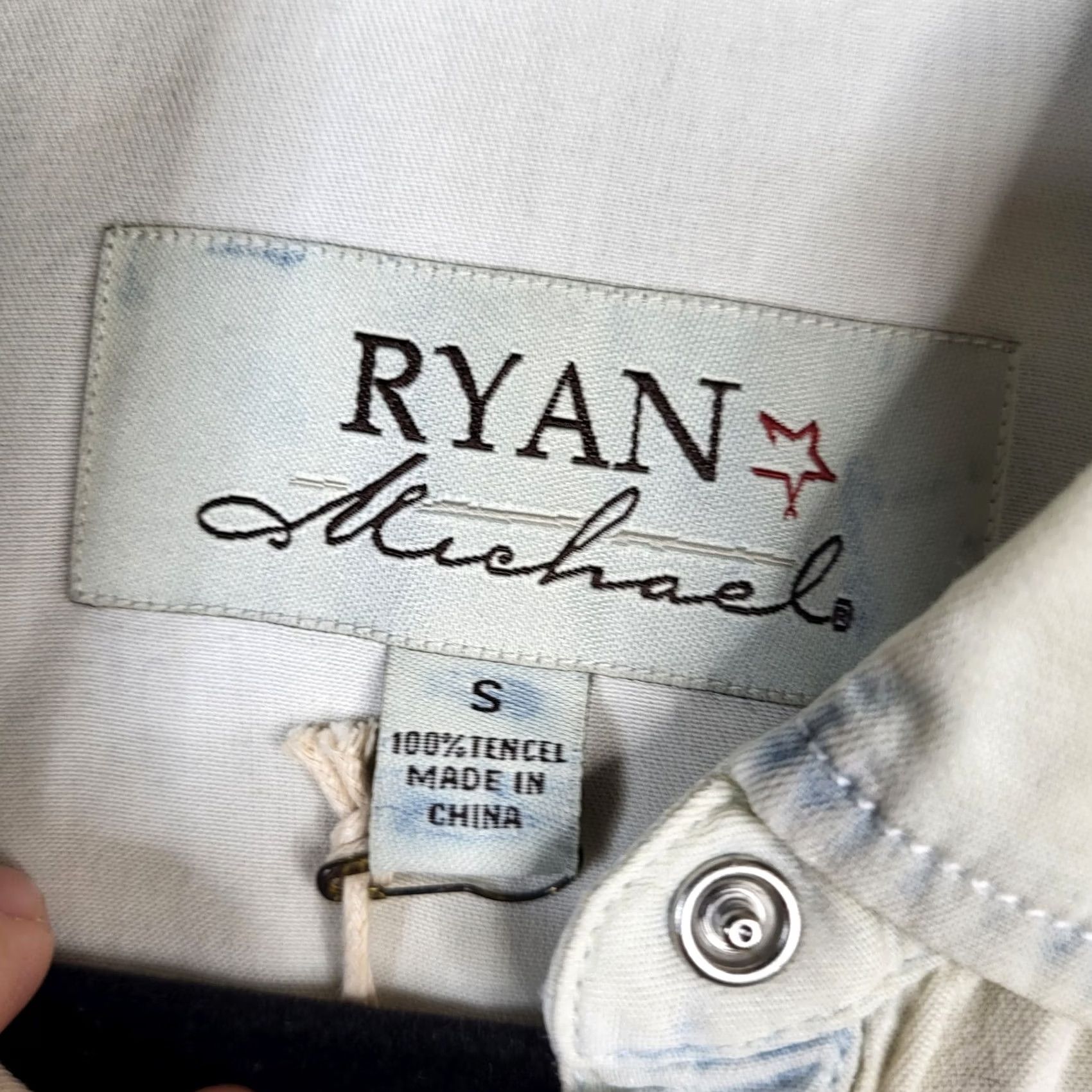 Vintage RYAN MICHAEL Women's Shirt Dress S White Tie-dye Button Snap Collared 100% Tencel Casual Vintage No Size S / US 4 / IT 40 - 3 Thumbnail