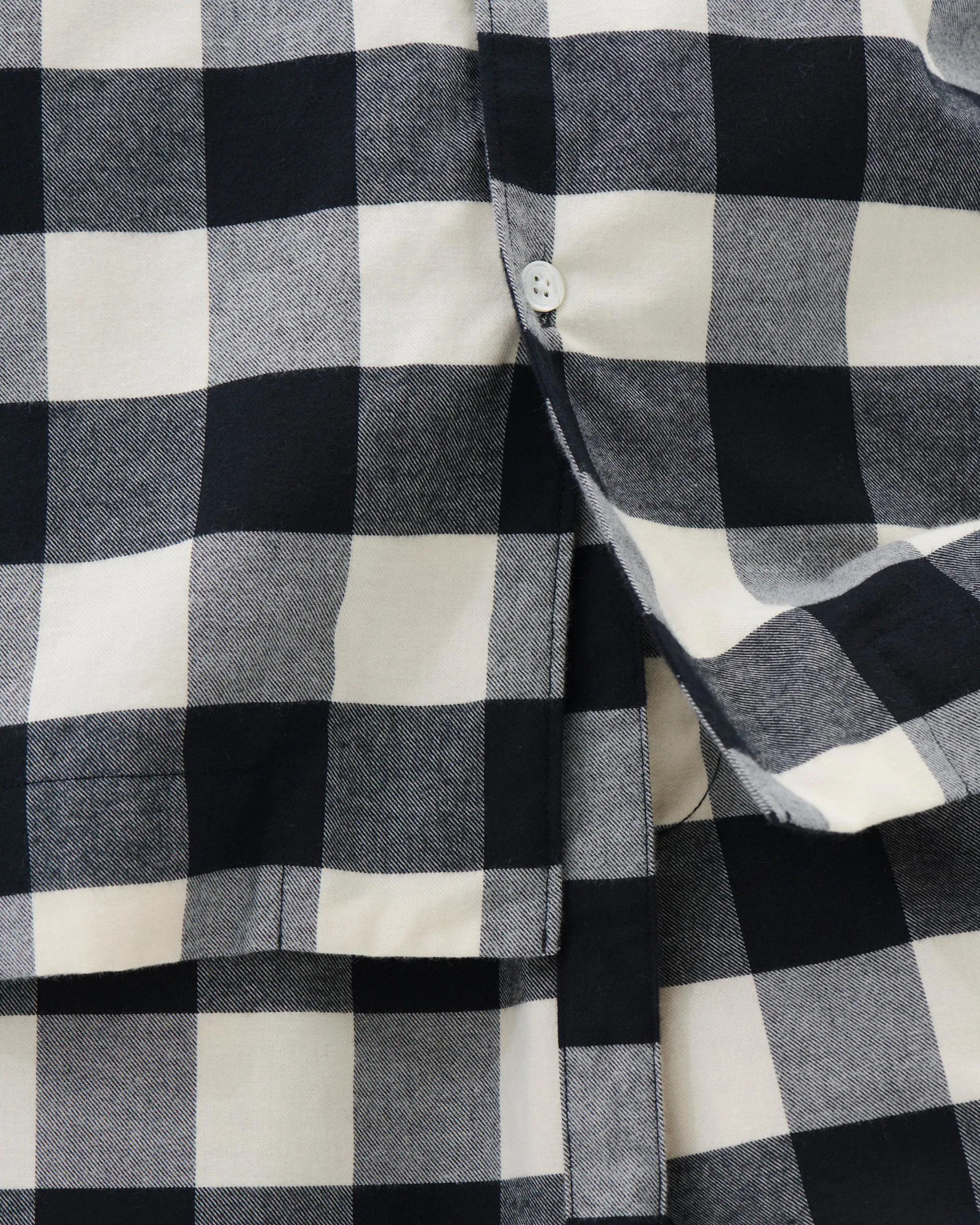 Tekla o1mle0325 Unisex Flannel Pyjamas Shirt in Black Gingham Size M / US 6-8 / IT 42-44 - 6 Thumbnail
