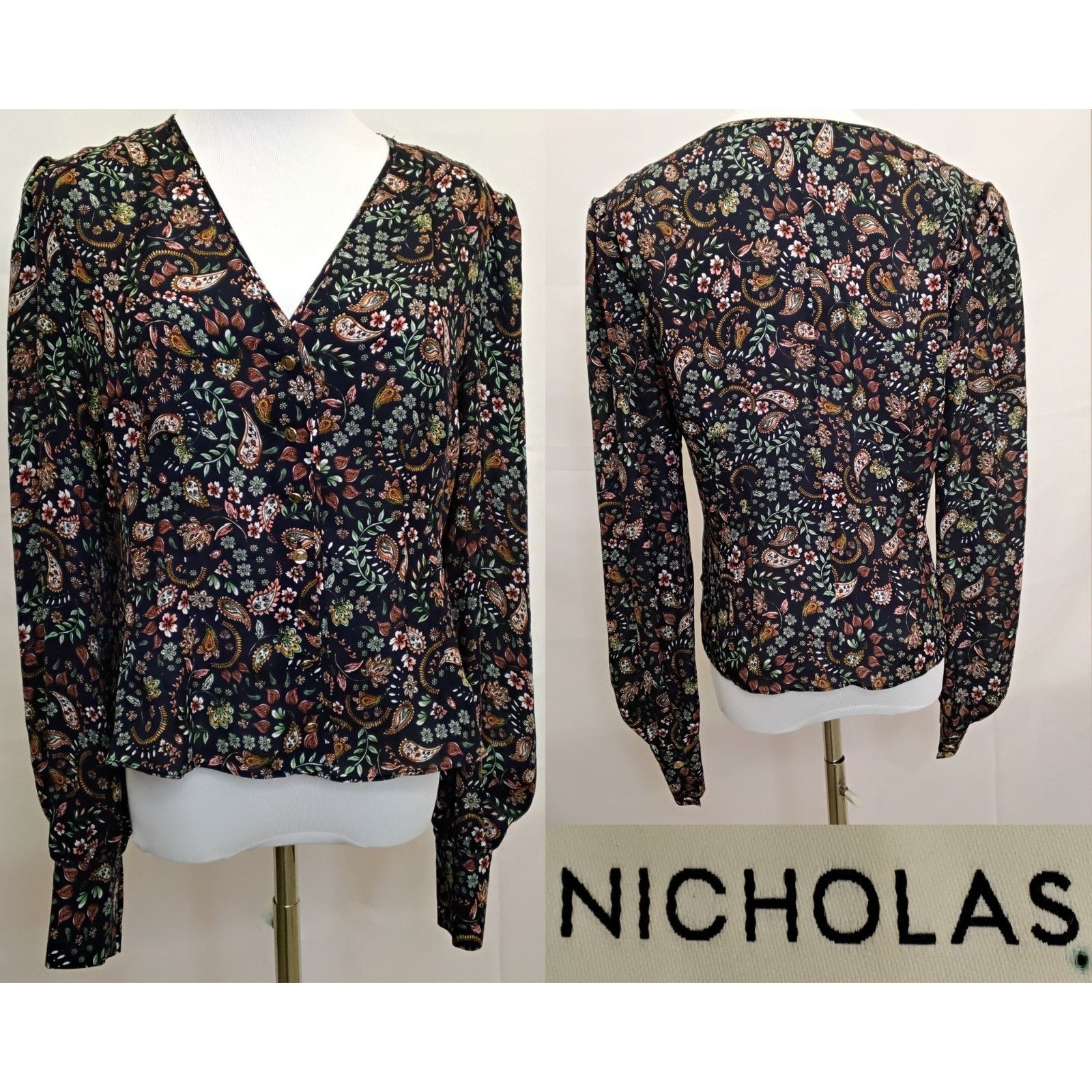 NICHOLAS Nicholas Blouse Women's M Long Sleeve Paisley Pattern Size M / US 6-8 / IT 42-44 - 1 Thumbnail