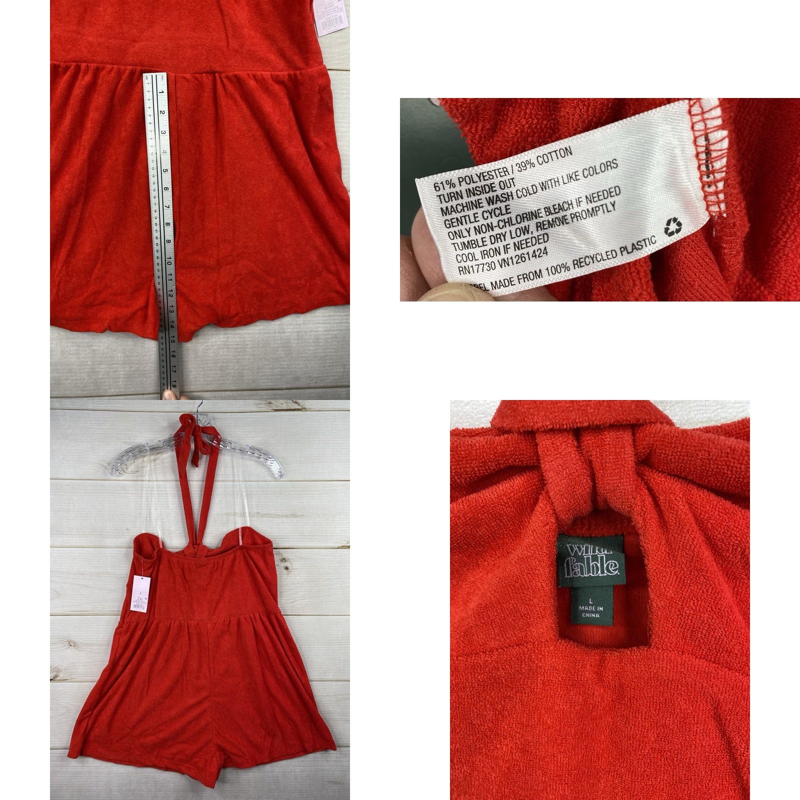 Vintage Wild Fable Romper Shirt Red Adult L Halter Beach NWT Shortall Sleeveless Cotton Polyester 70s 80s 90s Aloha Womens Size 36" / US 14 / IT 50 - 8 Thumbnail