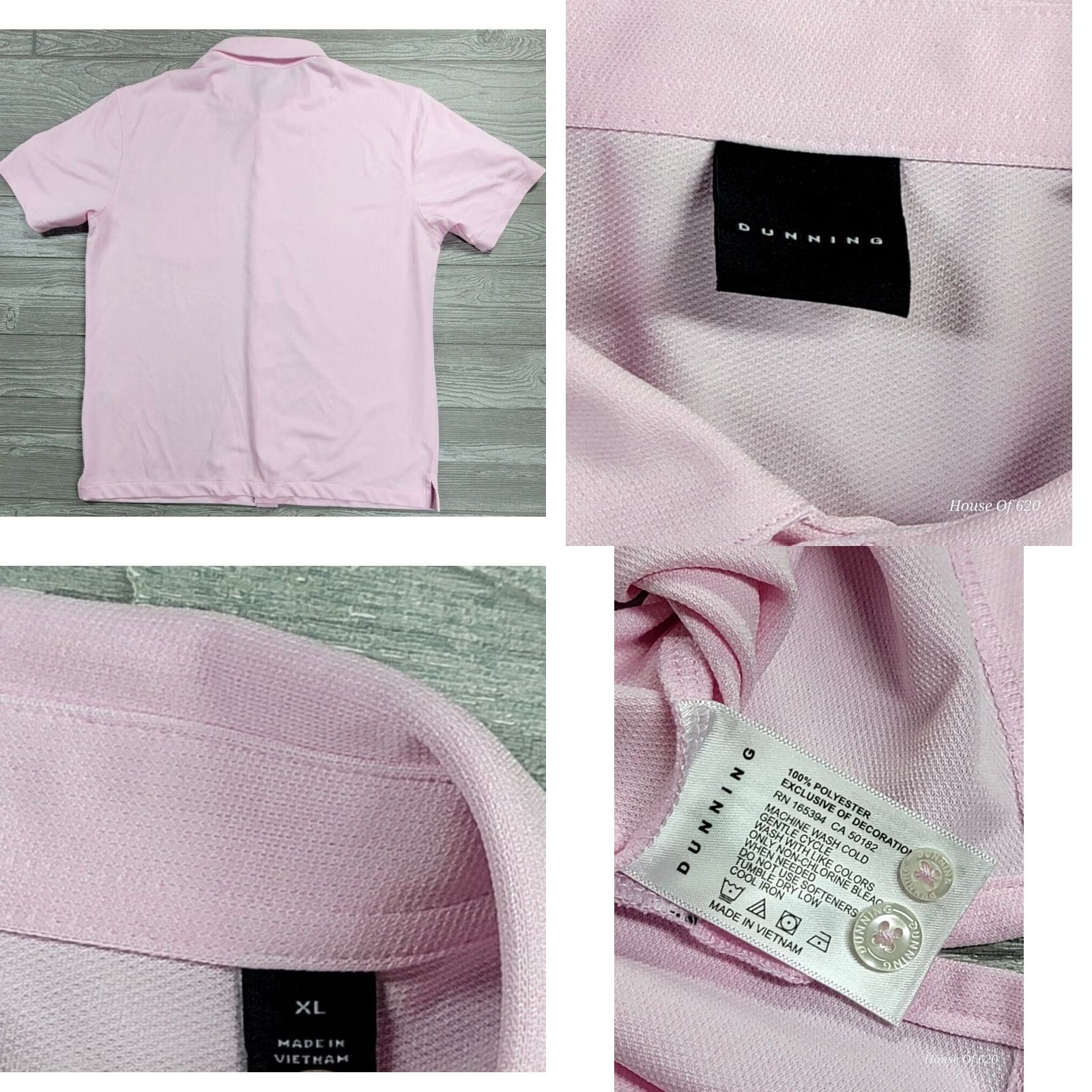 Vintage Dunning Button-Up Shirt Mens M Pink 100% Polyester Camp Palmetto Dunes Golf Shirt Size US M / EU 48-50 / 2 - 8 Thumbnail
