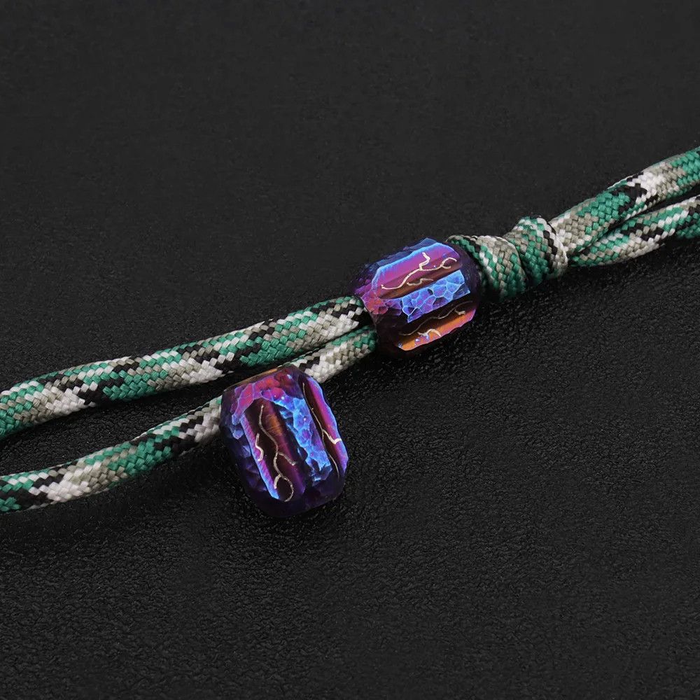 Handmade Crater Engraving Titanium Knife Beads Paracord Bead Size ONE SIZE - 7 Thumbnail