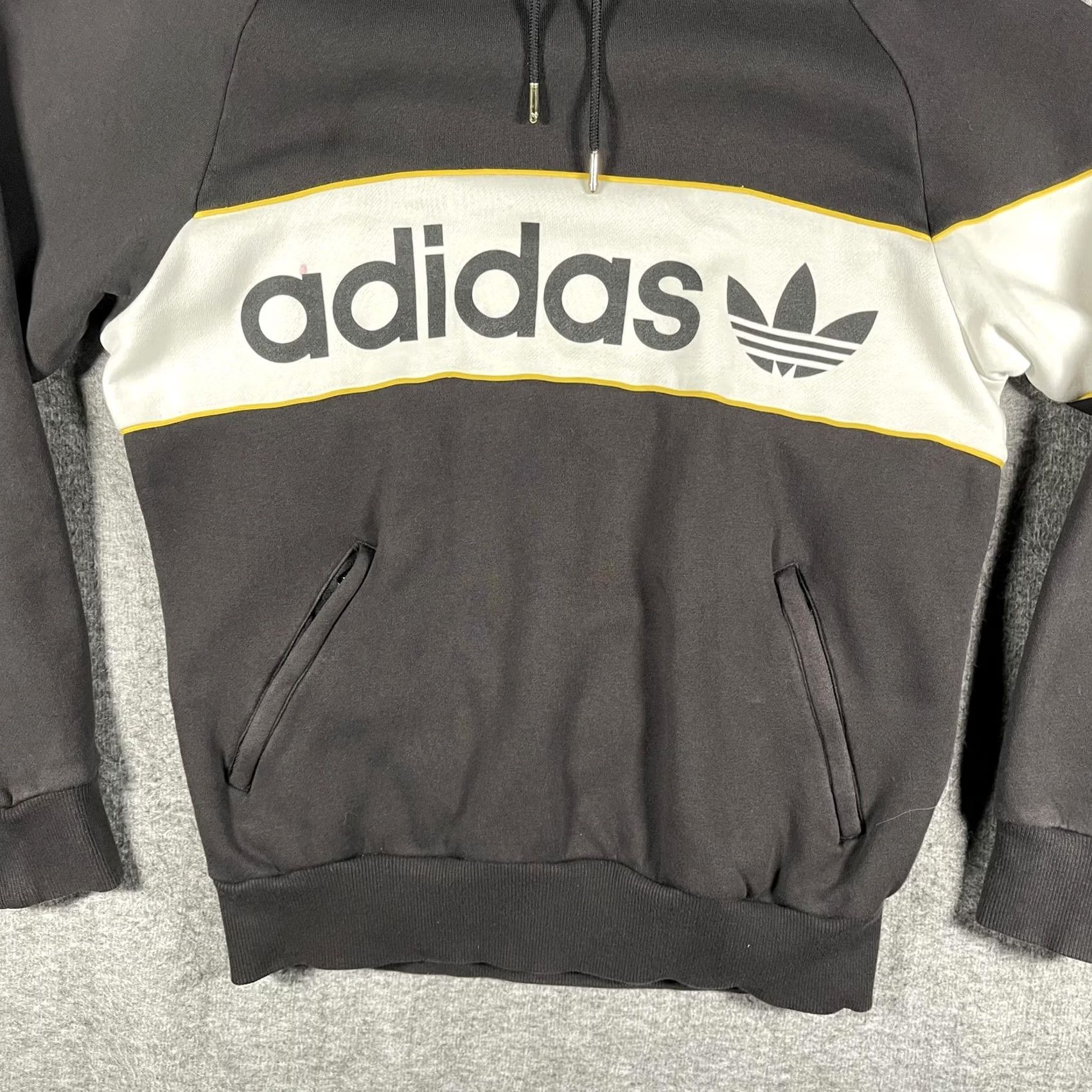 Adidas Adidas Originals Hoodie Mens Large Black Trefoil Logo Pullover Fleece Stripe Size US L / EU 52-54 / 3 - 6 Thumbnail