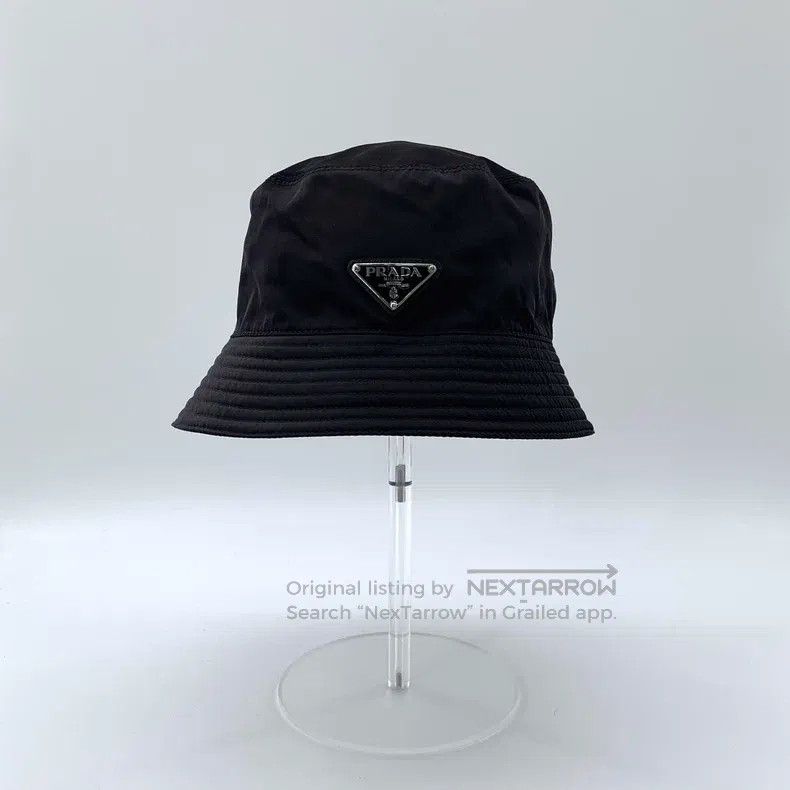 Prada Prada SizeM Black triangle nylon fisherman's hat Size ONE SIZE - 1 Thumbnail