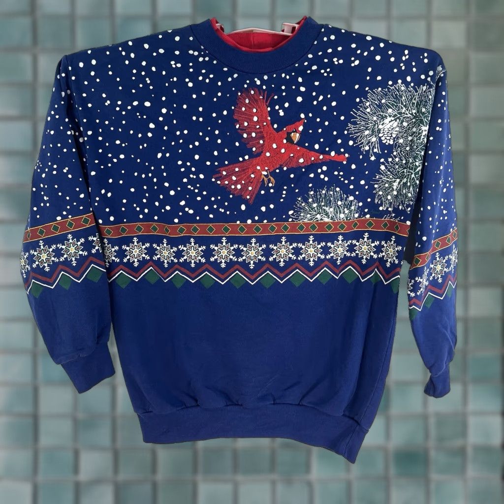 Vintage VINTAGE Artisans Sweatshirt Womens Size S-M Winter Cardinal Blue Made USA WI Size M / US 6-8 / IT 42-44 - 1 Thumbnail
