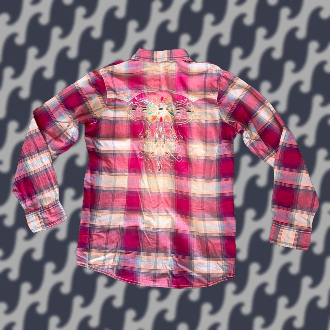 Wrangler Rock 47 By Wrangler Women’s Shirt Cowgirl Rodeo Pink Long Sleeve Size L Stain Size L / US 10 / IT 46 - 1 Thumbnail