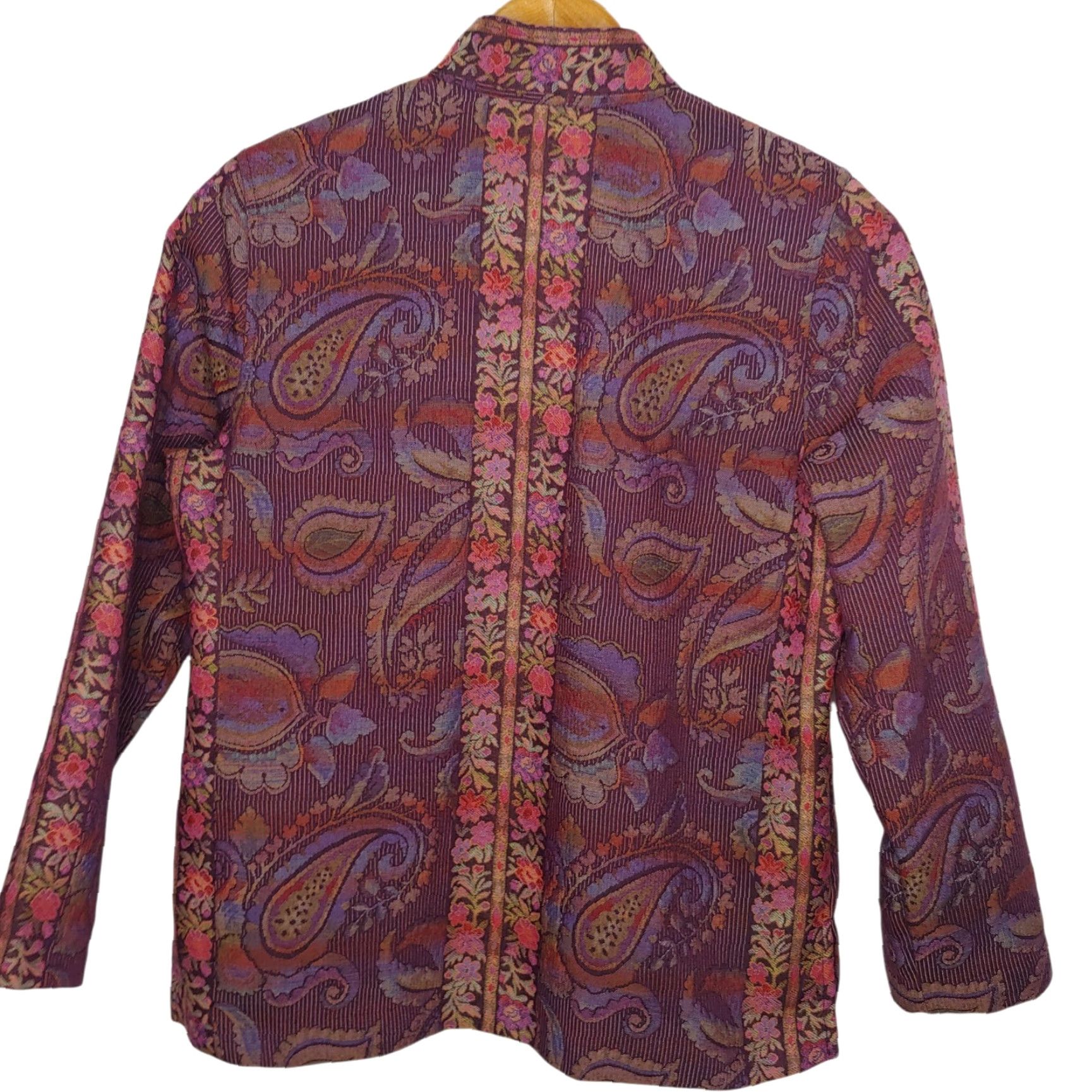 Vintage Koret Blazer Jacket Petite Brocade Tapestry Floral Paisley Purple Button Up Women’s PM Printed Dressy 90s? Size M / US 6-8 / IT 42-44 - 3 Thumbnail