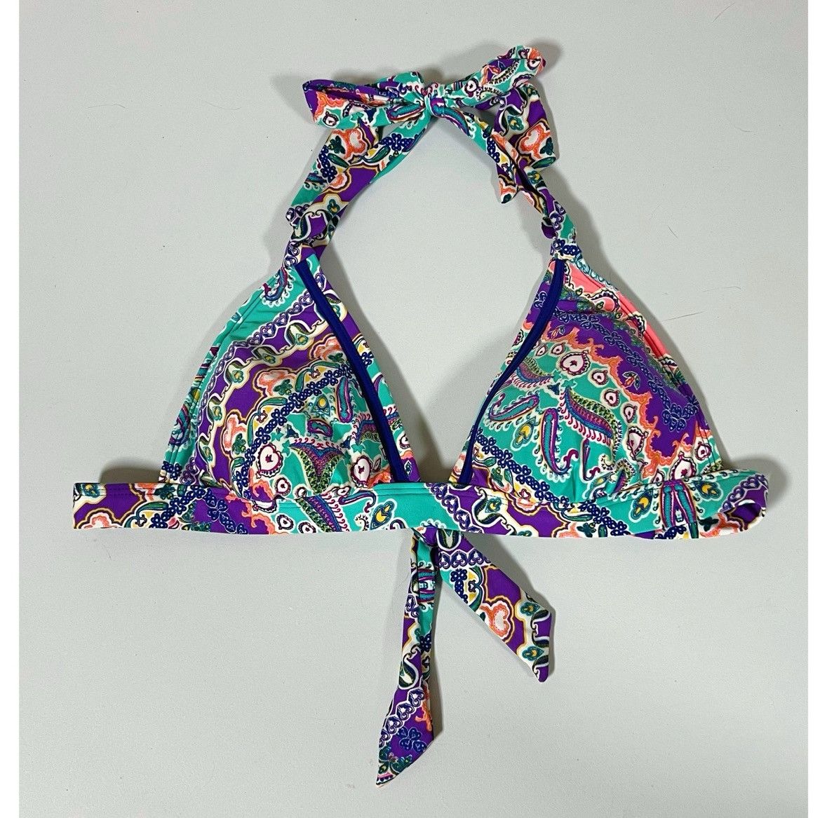 Kenneth Cole Blue Purple Paisley Boho Bikini Top Bathing Suit Size S 💜✨ Size S / US 4 / IT 40 - 1 Thumbnail