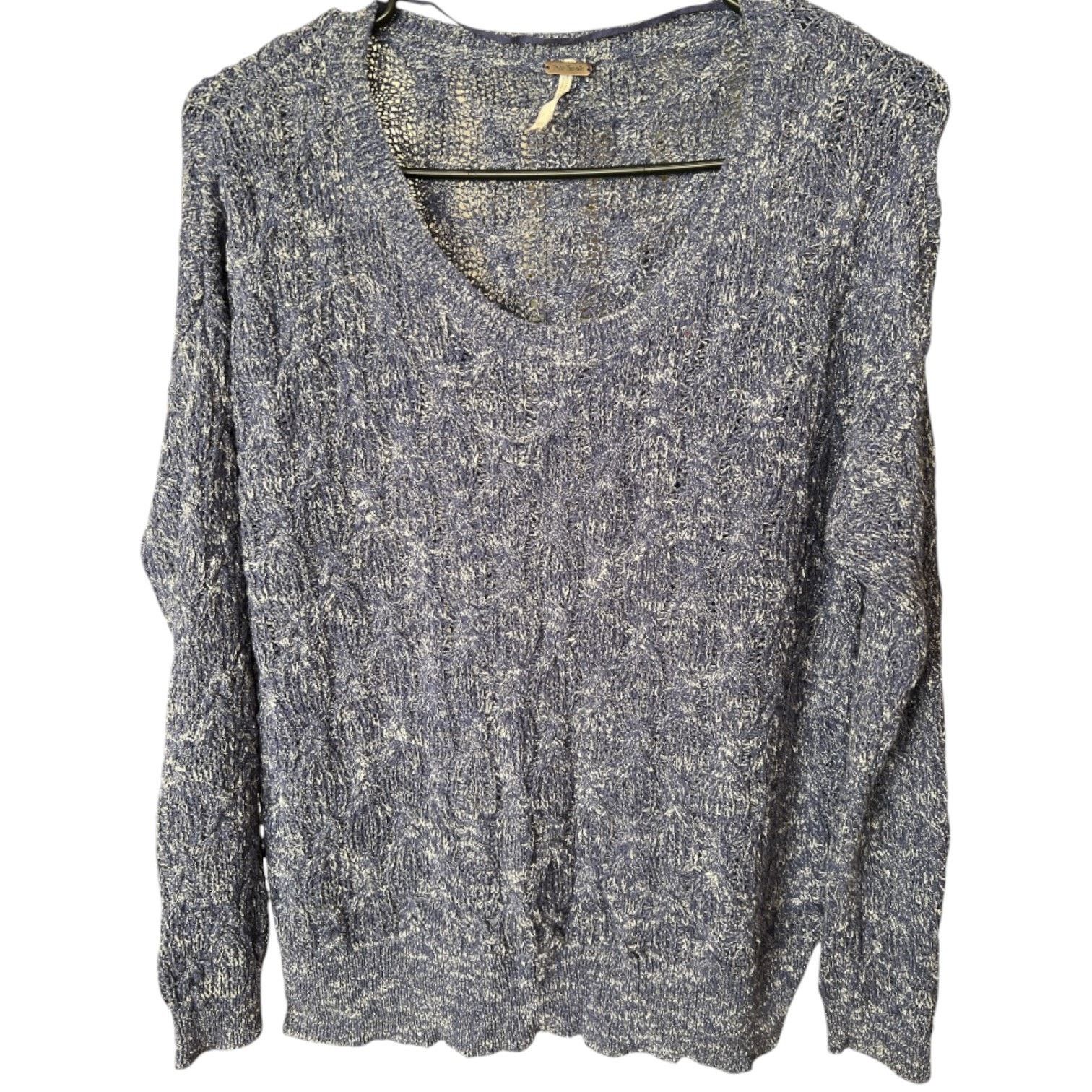 Free People Free People Blue Cable Knit Boat Neck Pullover Sweater, XS Size XS / US 0-2 / IT 36-38 - 1 Thumbnail