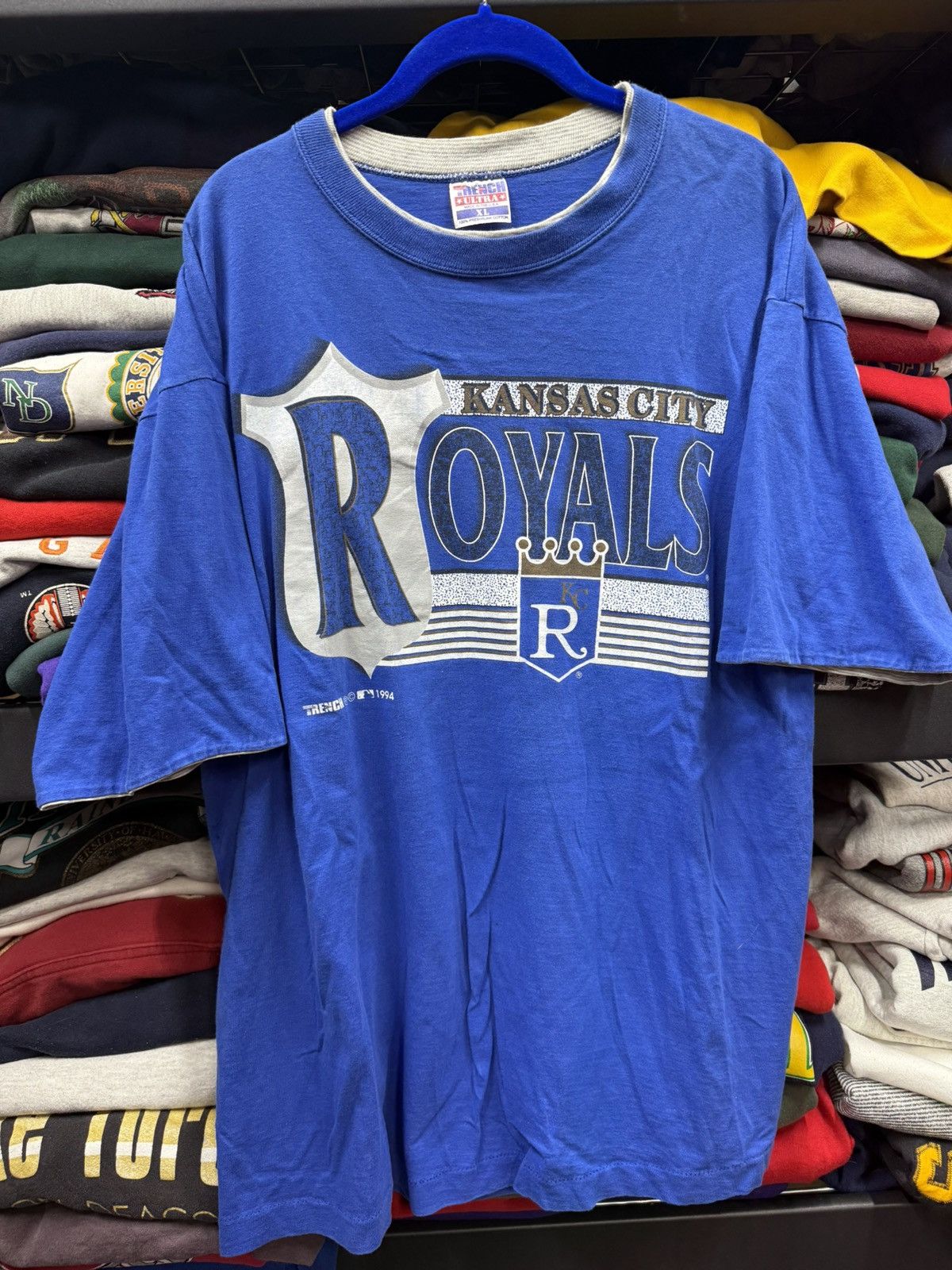 Vintage XL - Vintage 1994 90s Kansas City Royals Navy Grey Tshirt Size US XL / EU 56 / 4 - 1 Thumbnail
