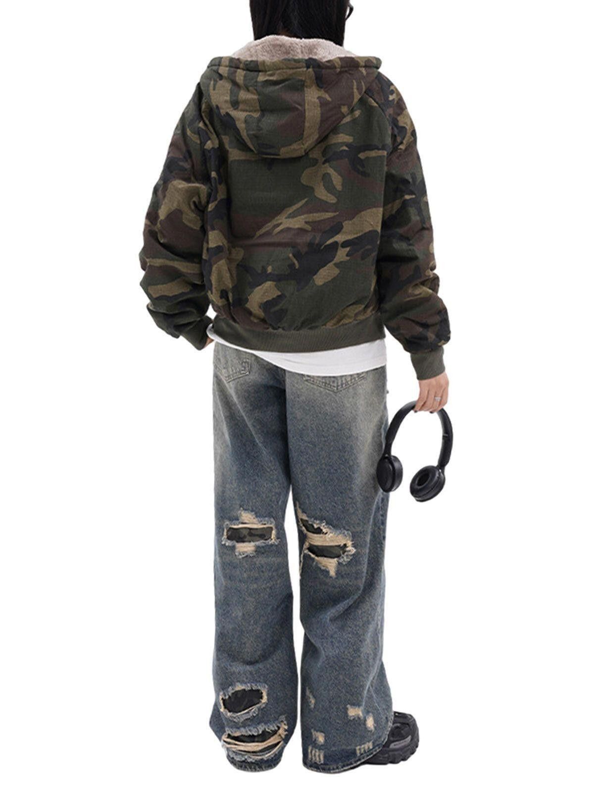 Other Camouflage Fleece Hooded Jacket Size US L / EU 52-54 / 3 - 11 Thumbnail