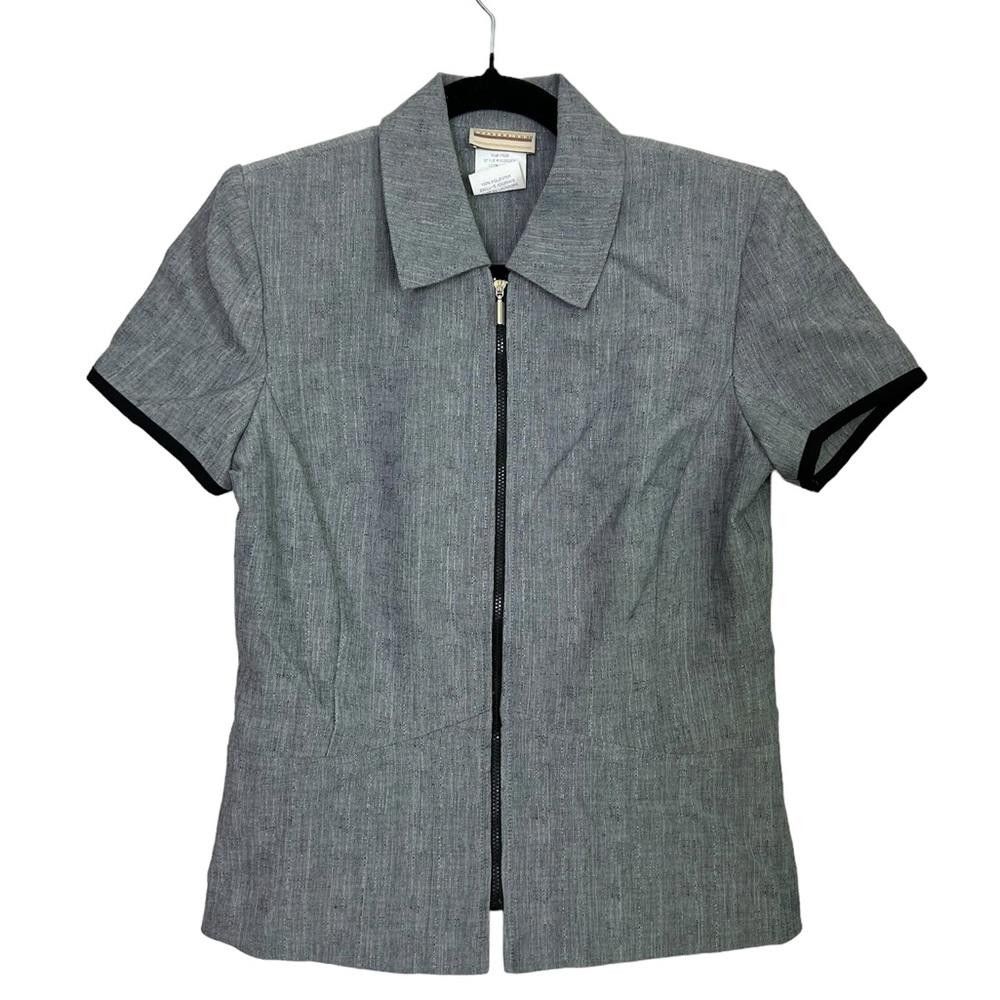 Forme D'Expression Expressions l Vintage Gray Short Sleeve Shirt Blazer Size 10 Size L / US 10 / IT 46 - 1 Thumbnail