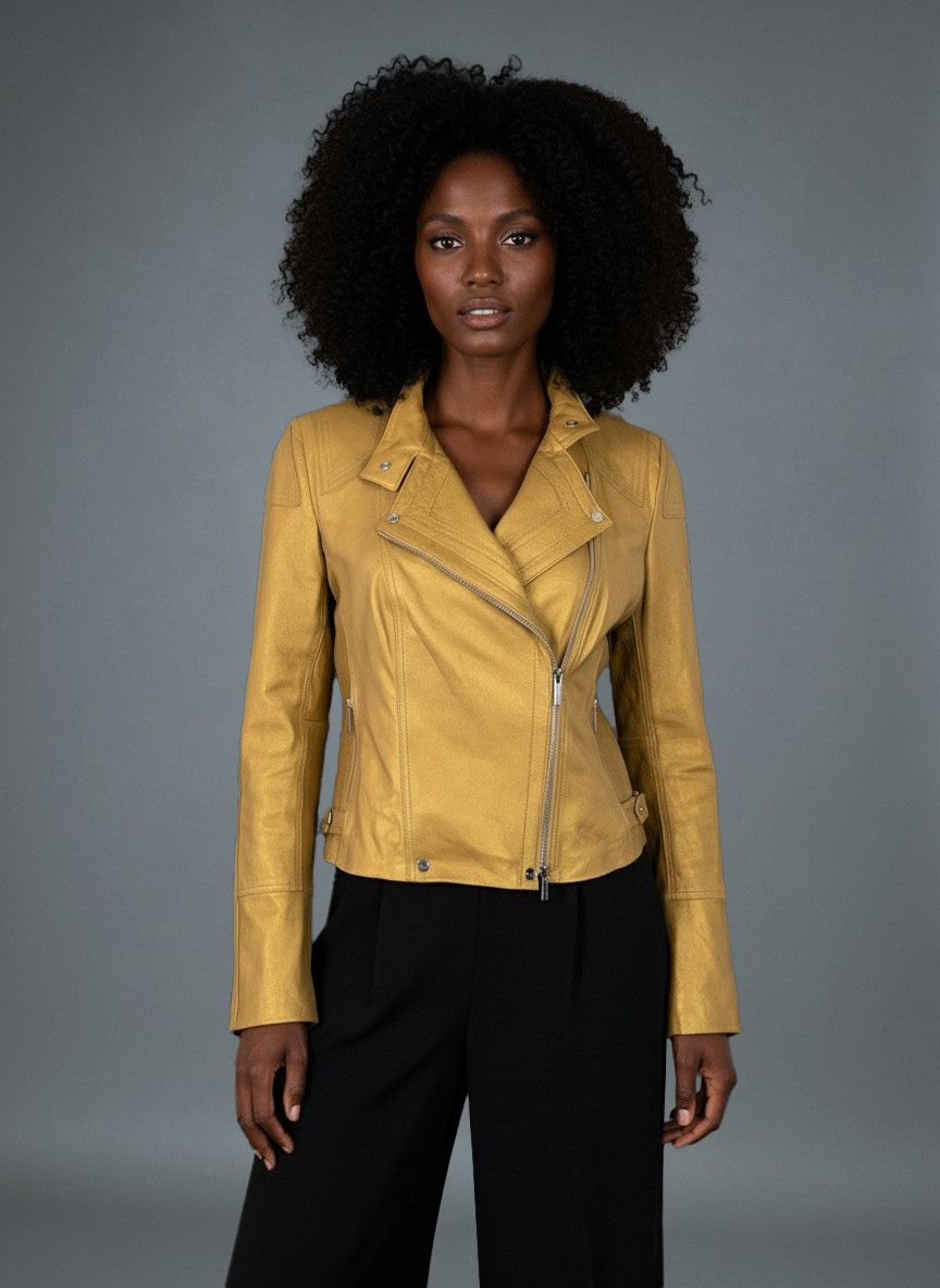 Karen Millen Karen Millen Yellow Leather Biker Jacket Size M / US 6-8 / IT 42-44 - 1 Thumbnail