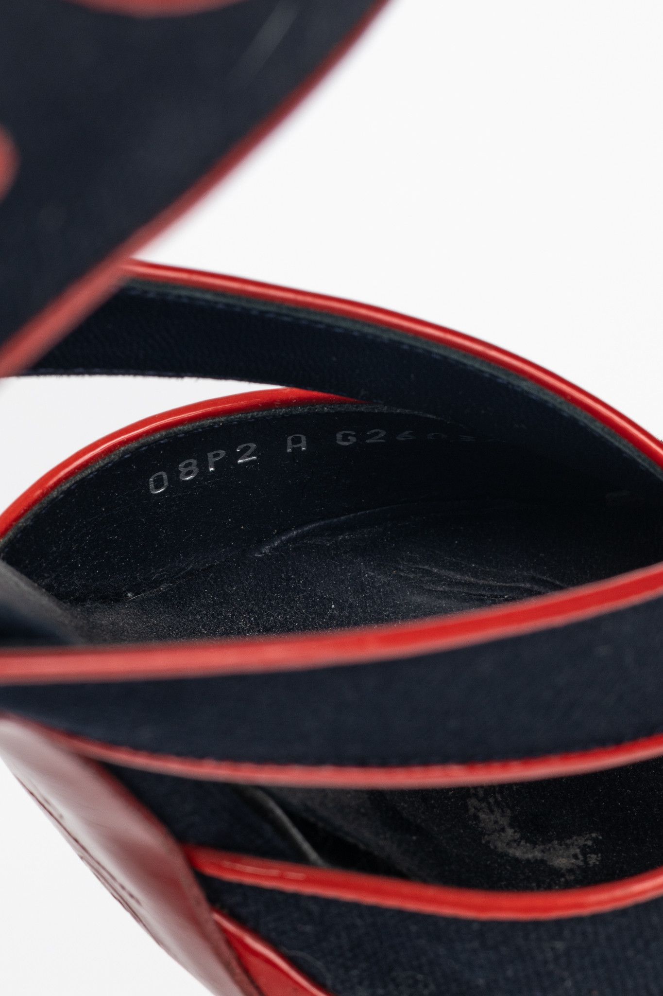 Chanel Chanel SS/08 Runway Navy Canvas & Red Patent Leather Sandals Size US 10.5 / IT 40.5 - 12 Thumbnail