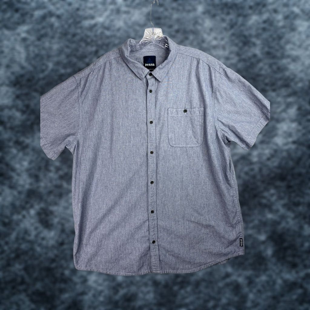 Prana prAna Shirt Mens XXL Blue Button Down Organic Cotton Casual Hiking Chest Pocket Size US XXL / EU 58 / 5 - 1 Thumbnail