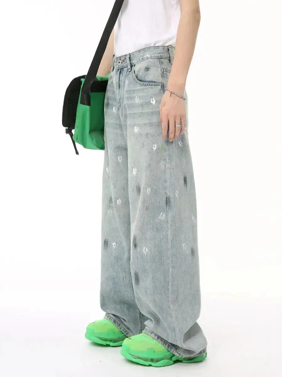 Japanese Brand Retro loose casual graffiti jeans Size US 32 / EU 48 - 6 Thumbnail