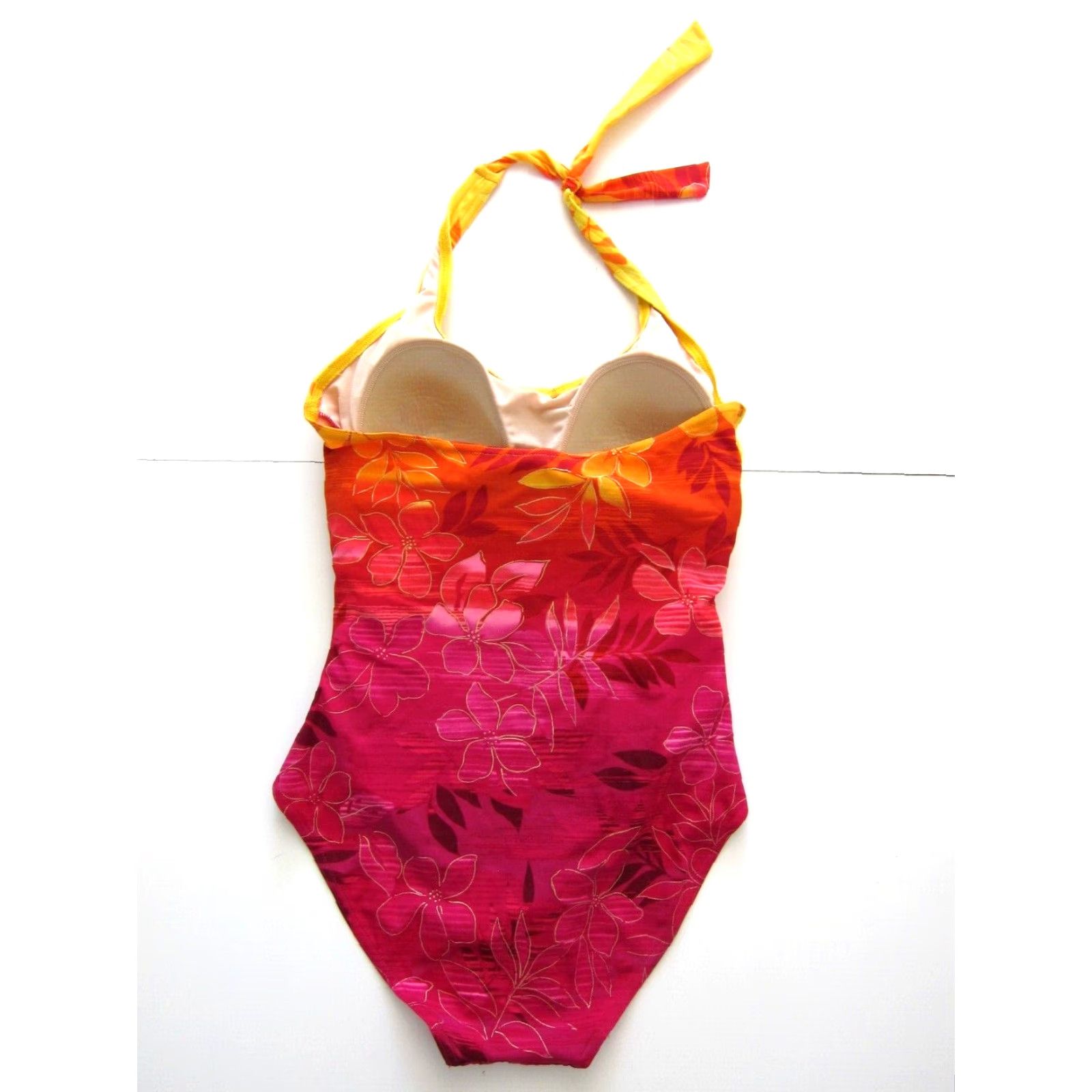 Vintage Islander Hawaiian Floral Halter Built in Padded One Piece Swimsuit 8 Islander Yellow Pink Hawaiian Floral Halter Built in Padded One Piece Swimsuit 8 Size ONE SIZE - 2 Thumbnail