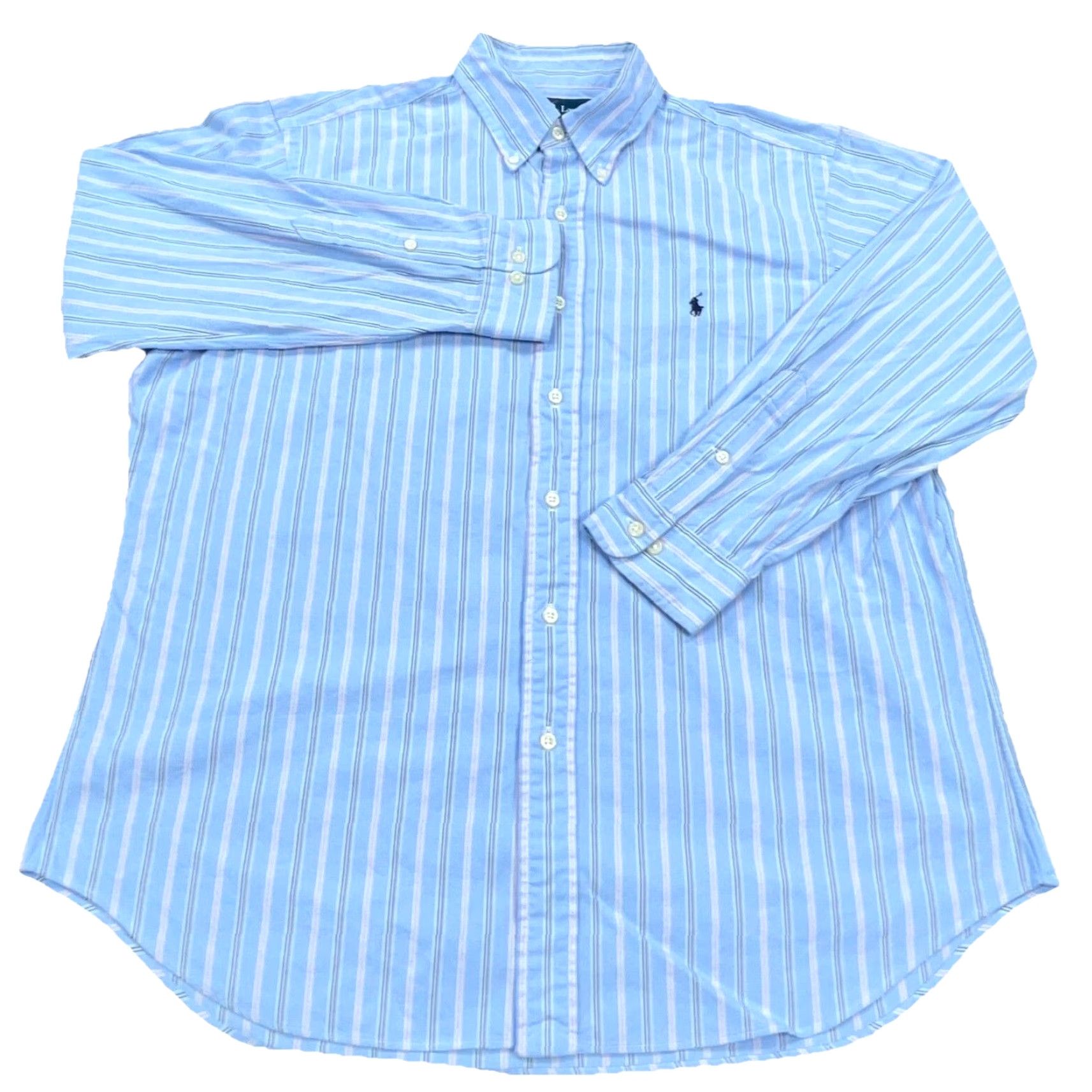 Ralph Lauren Ralph Lauren Shirt Men 16.5 34 Blue Pink Striped Button-Up Oxford Cloth Dress L Mens Size 42R - 2 Thumbnail