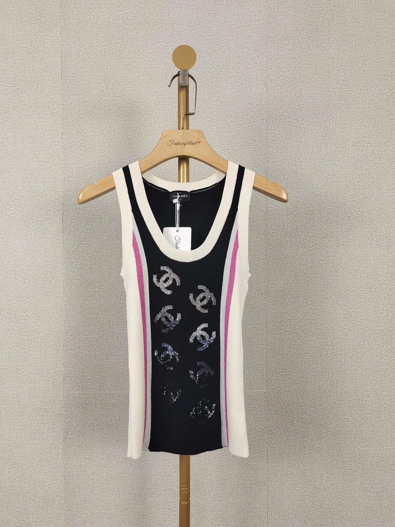 Chanel Chanel Sequin CC Knit Tank Top Size US S / EU 44-46 / 1 - 1 Thumbnail