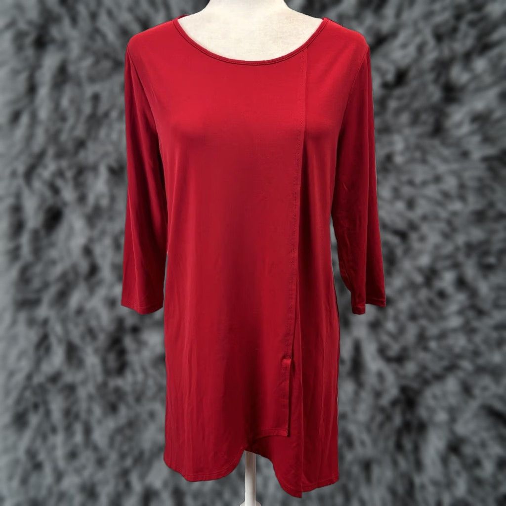 Vintage Chicos Red Tunic Top Shirt 3/4 Sleeves Women's Medium Casual Wear Size M / US 6-8 / IT 42-44 - 1 Thumbnail
