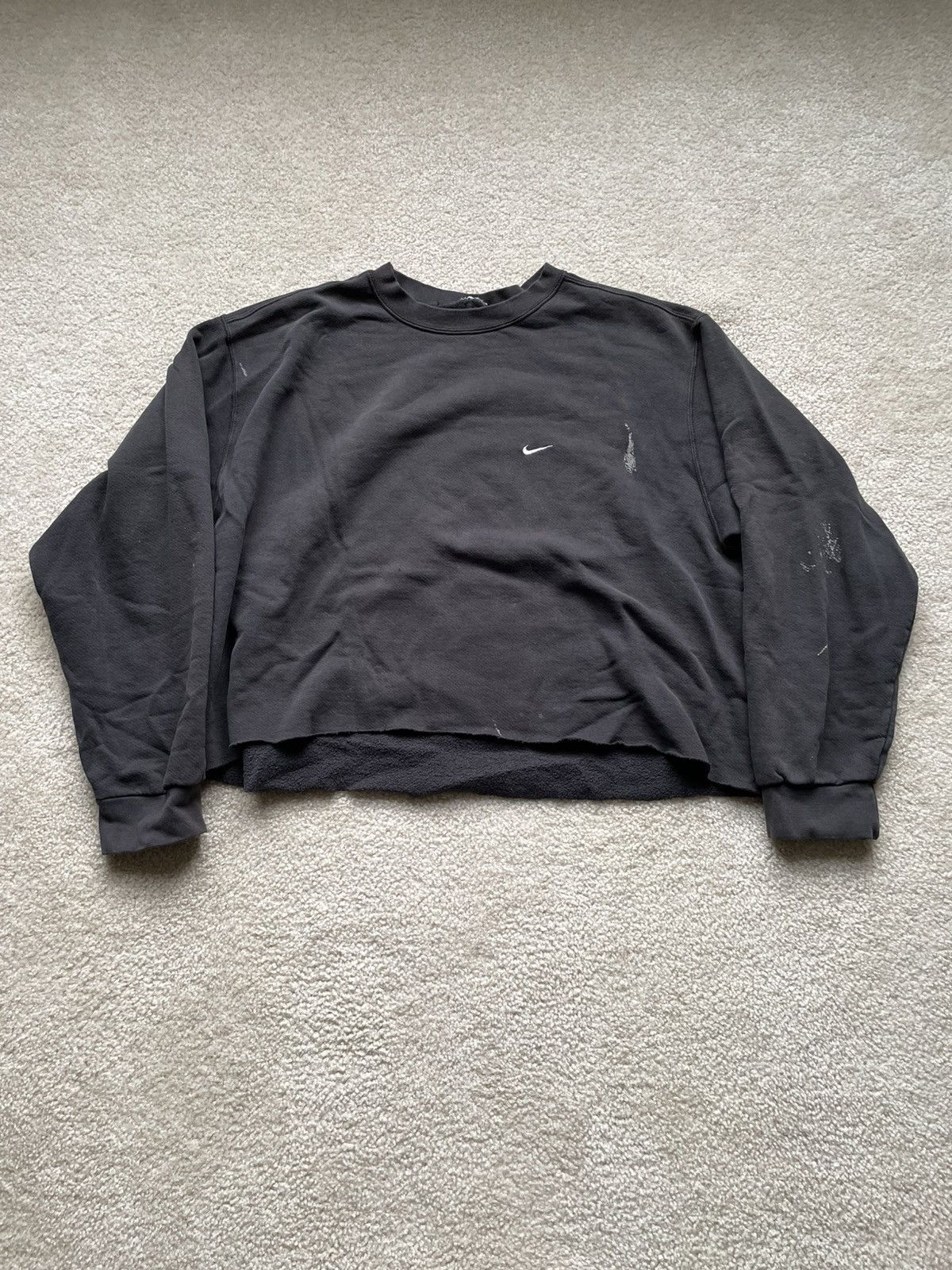 Nike × Vintage Cropped Nike Swoosh Sweatshirt Size US XL / EU 56 / 4 - 1 Thumbnail