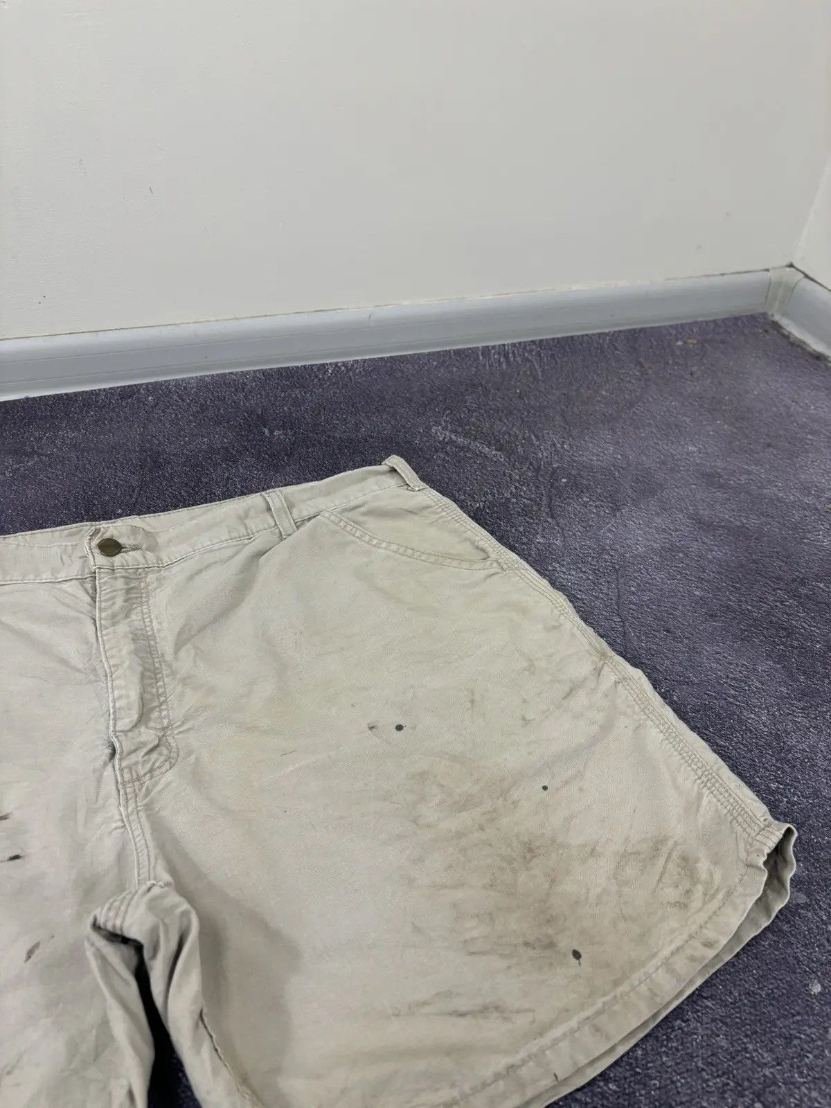 Carhartt × Vintage Vintage Carhartt USA Work Hype Beige Baggy Shorts Size US 40 / EU 56 - 6 Thumbnail