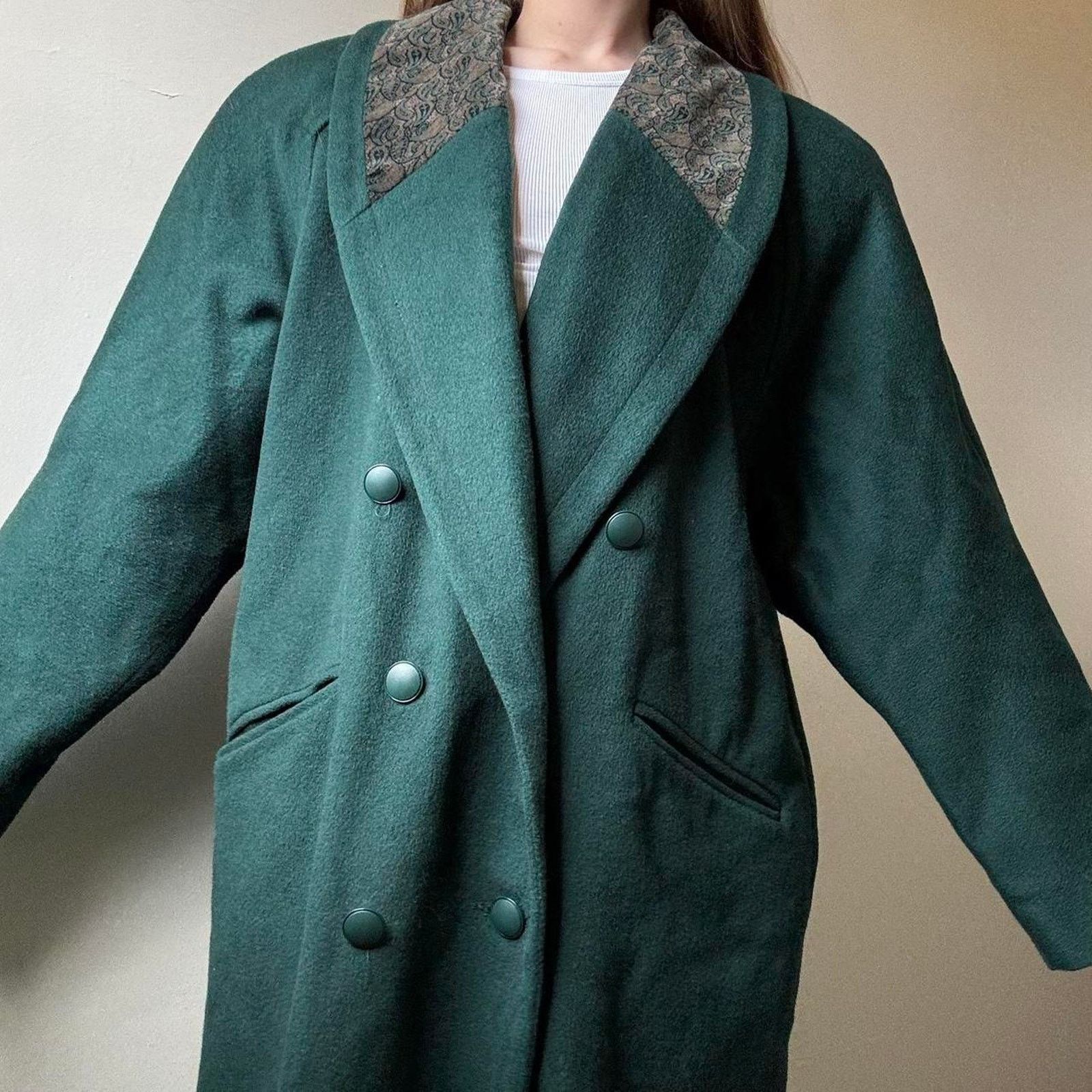 Vintage Vintage Donnybrook Green Long Double Breasted Coat Menswear Size US L / EU 52-54 / 3 - 2 Thumbnail
