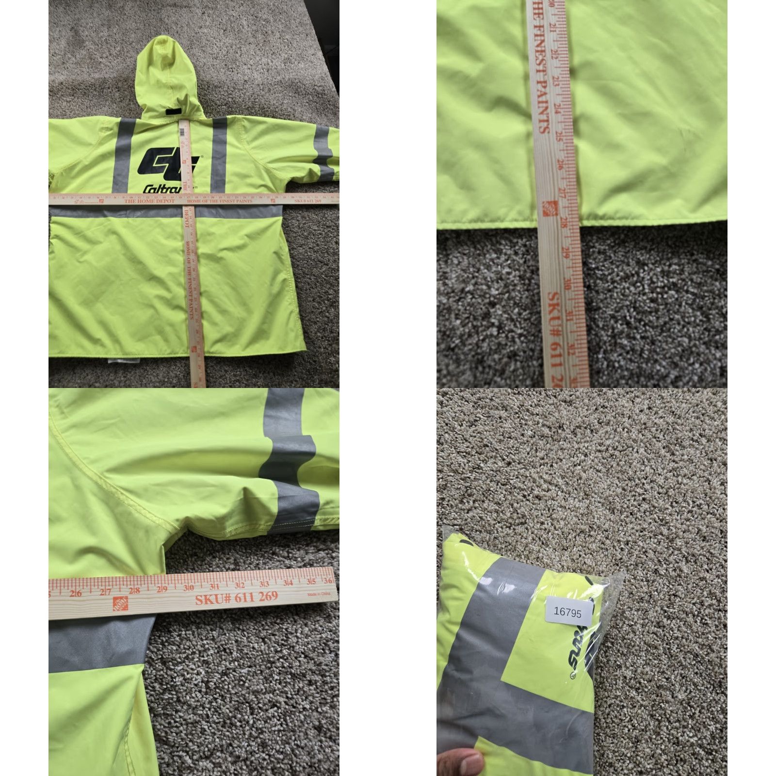 Rains VINTAGE Nasco Caltrans Rain Shell Jacket XL Mens Neon Full Zip Reflective Hi-Vis Yellow Jacket Mens XL Neon Hi-Vis 90s (if applicable) Size US XL / EU 56 / 4 - 9 Thumbnail