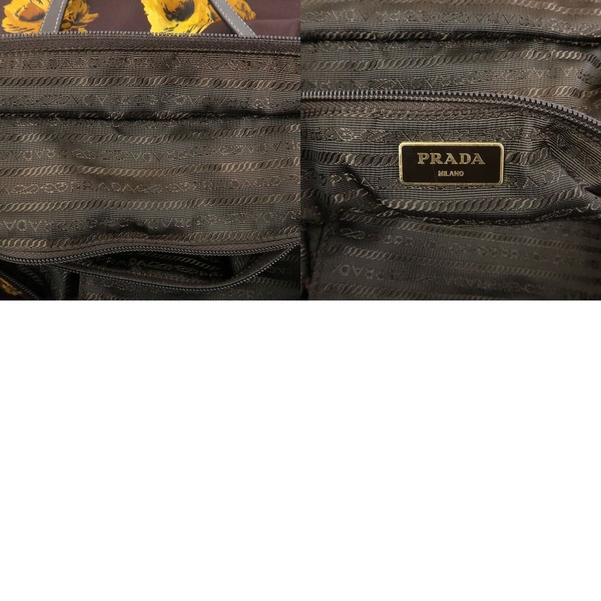 Prada Prada Triangle Logo Nylon Tote Brown Size ONE SIZE - 8 Thumbnail