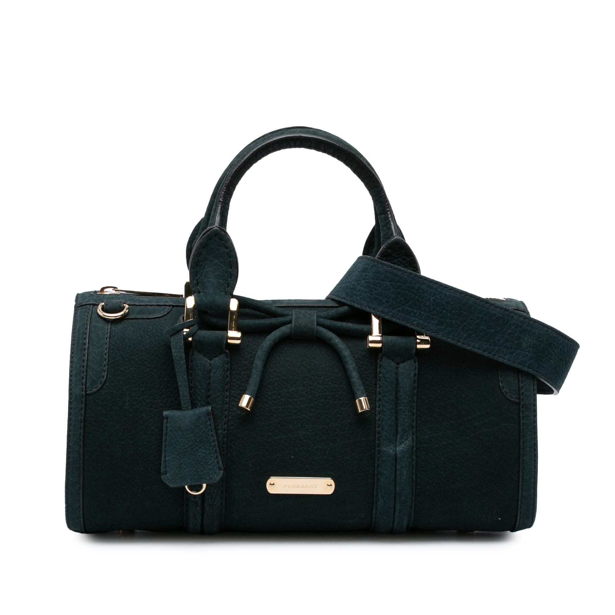 Burberry Nubuck Bow Barrel Top Handle Bag in Green, Women's