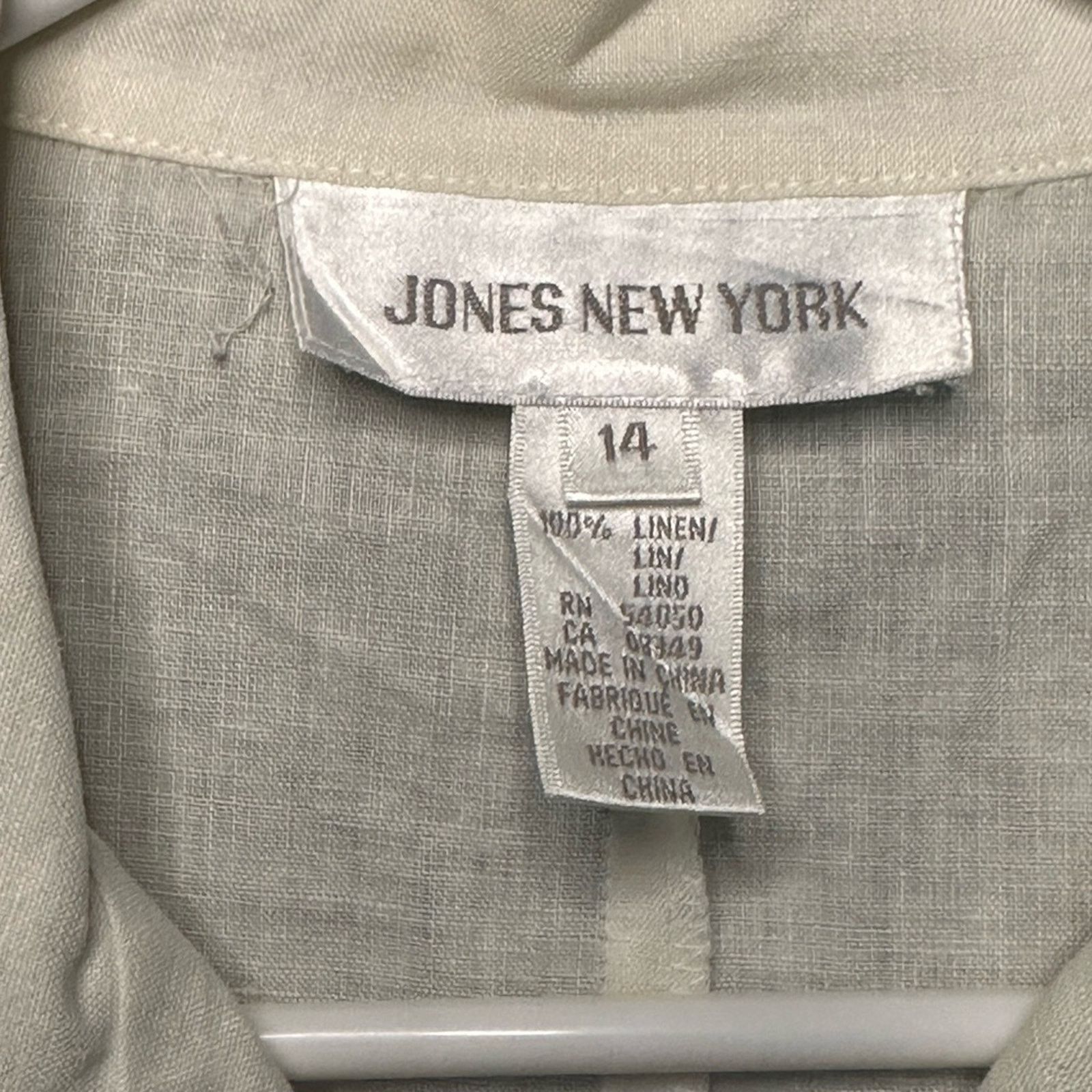 Jones New York Vintage 80’s Tan Linen Short Sleeve Blouse Size L / US 10 / IT 46 - 3 Thumbnail