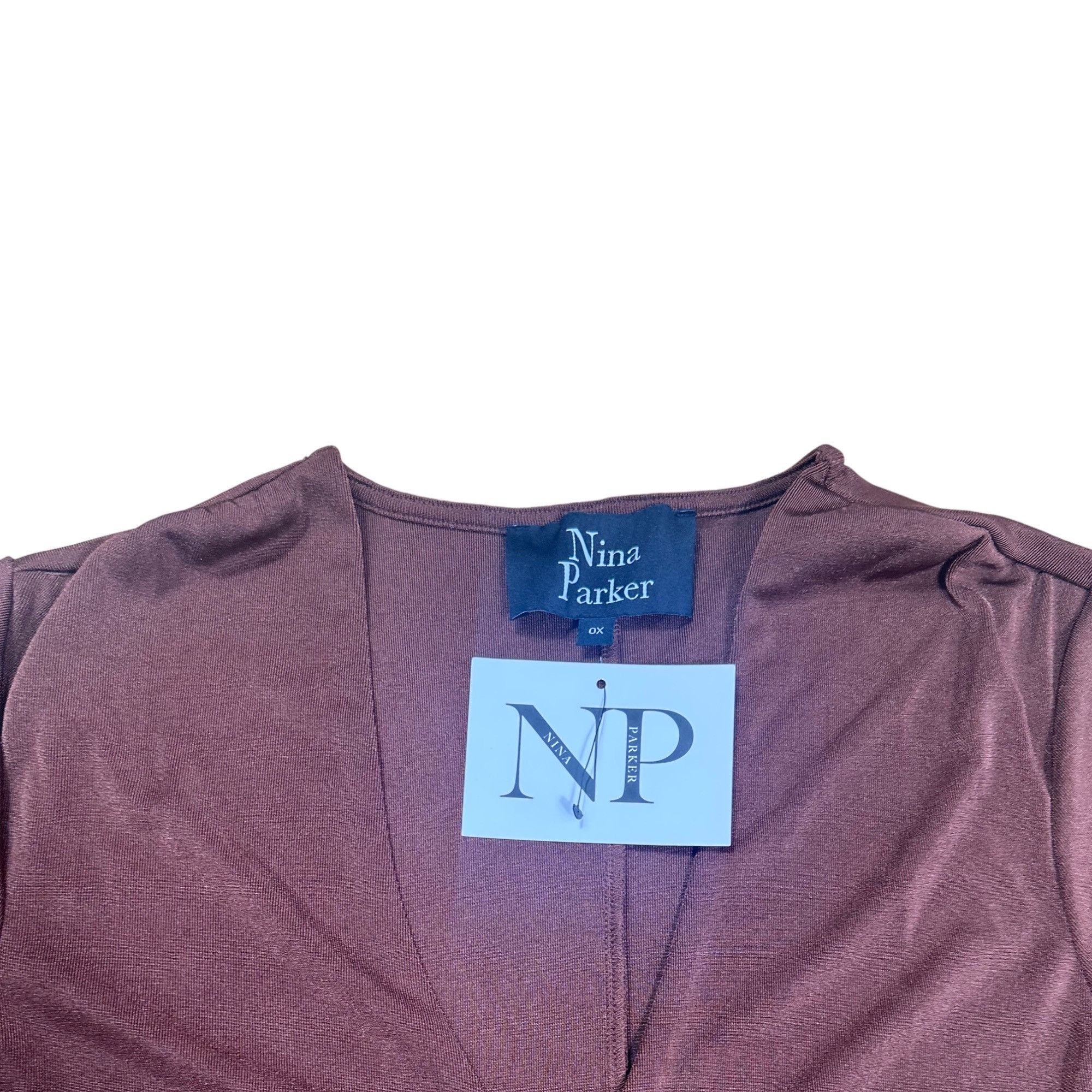 Other Nina Parker Plus V-Neck Fitted Blouse Brown Long Sleeve 0X N Size XL / US 12-14 / IT 48-50 - 5 Thumbnail