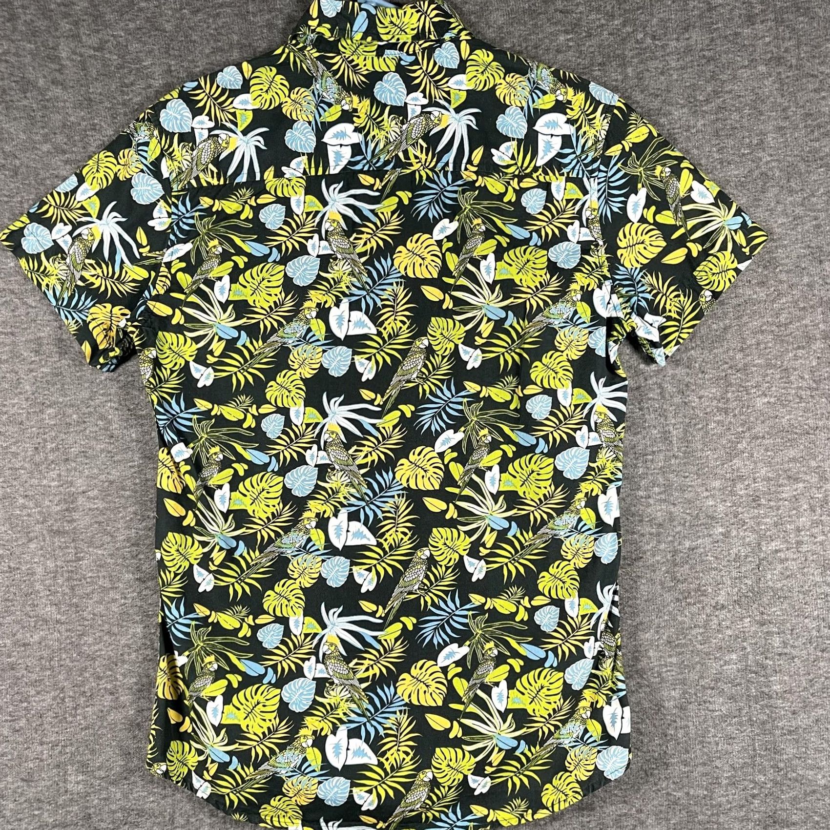 21 Men 21 Men Shirt XS Black Tropical Hawaiian Parrot Leaf Short Sleeve Button Up Mens Size US XS / EU 42 / 0 - 3 Thumbnail