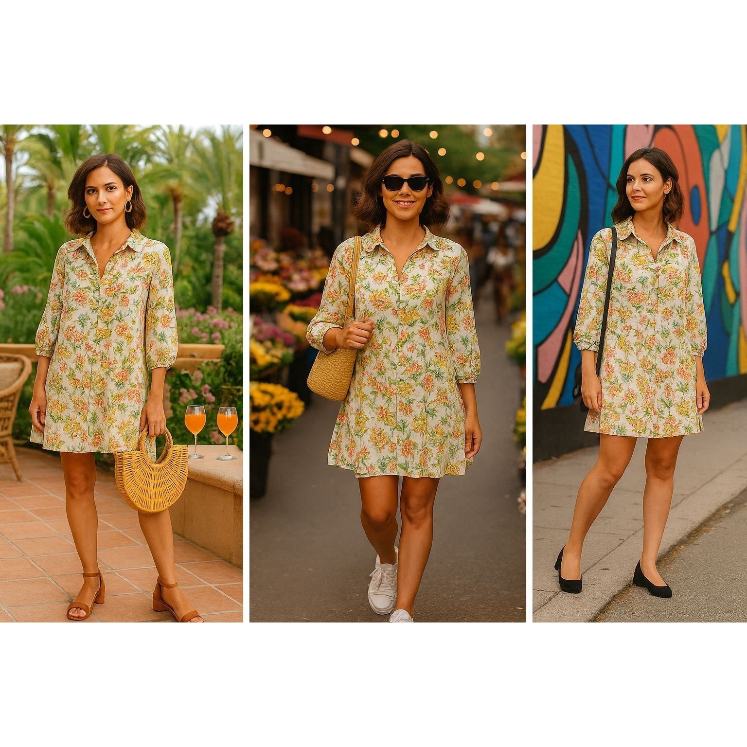 Other Rio Multicolor Floral Women's Shirt Dress Kurta Size L Boho Size L / US 10 / IT 46 - 3 Thumbnail