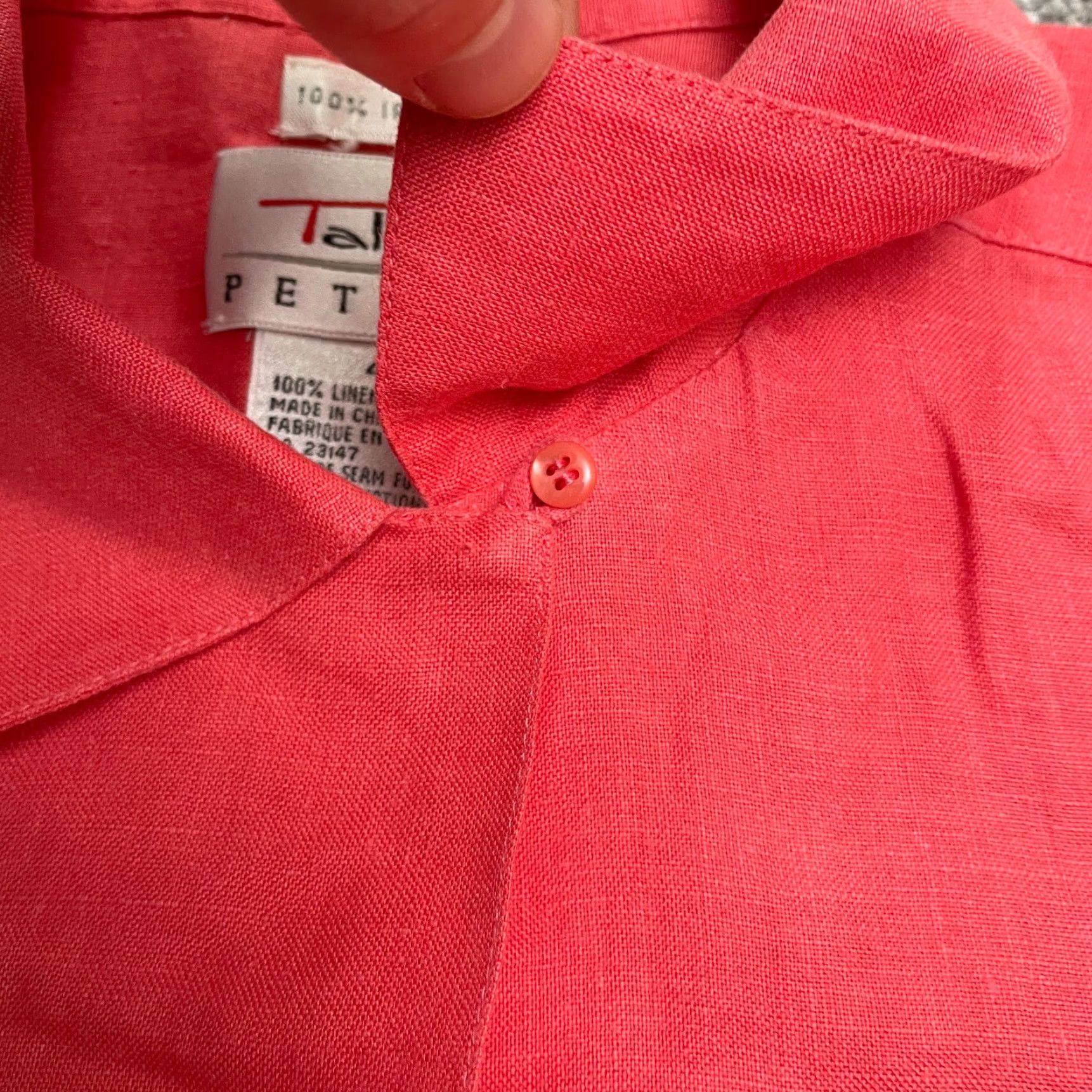 Talbots Talbots Shirt Womens 4P Petites Linen Button-Up Orange Short Sleeve Casual Classic 90s? Size S / US 4 / IT 40 - 6 Thumbnail