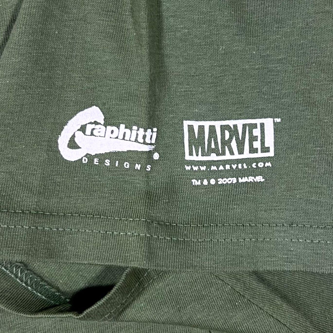 Hanes Hanes Marvel Graphitti Designs Captain Marvel Green T-Shirt XL Men Regular Short Sleeve Graphic Print Vintage Logo 2003 Mens Size US XL / EU 56 / 4 - 4 Thumbnail