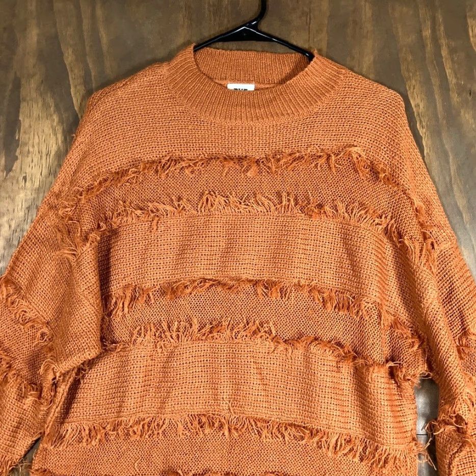 BKE VINTAGE BKE Womens Sweater Orange Fringe Mock Neck Long Sleeve Soft Knit Medium Size M / US 6-8 / IT 42-44 - 2 Thumbnail